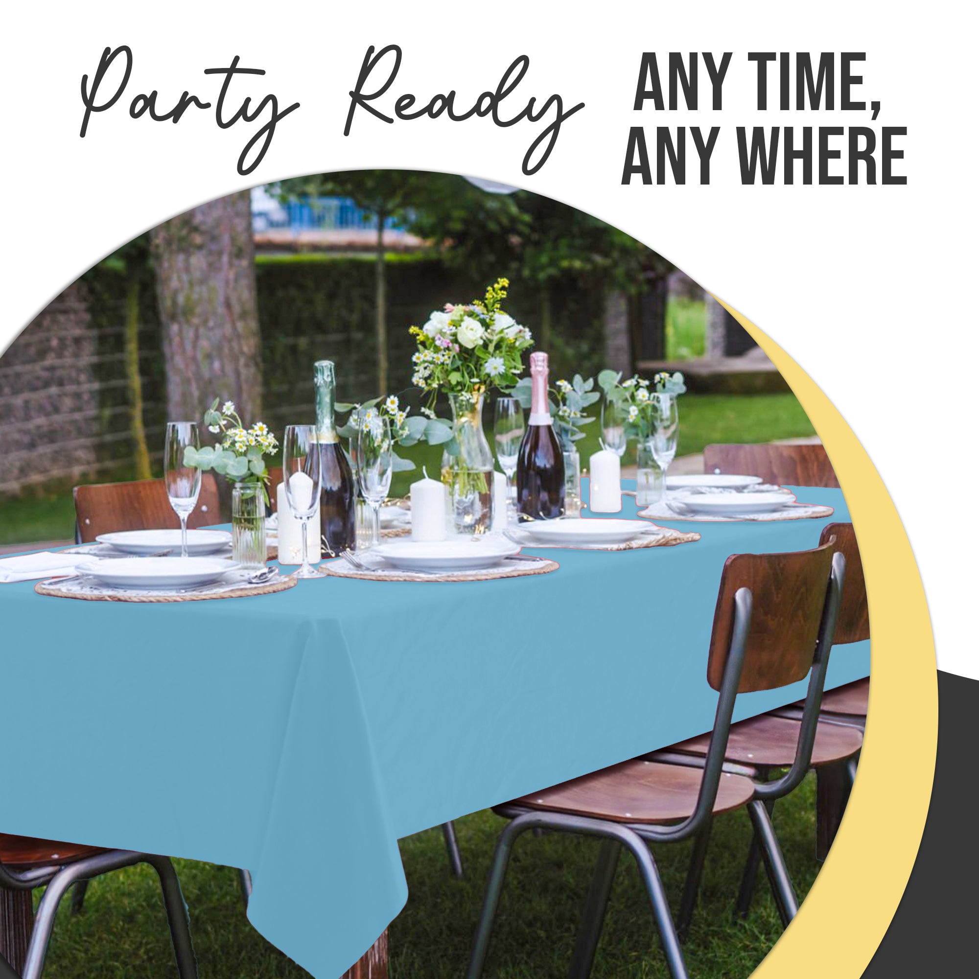 Premium Sky Blue Plastic Table Cover | 54 in. x 108 in.