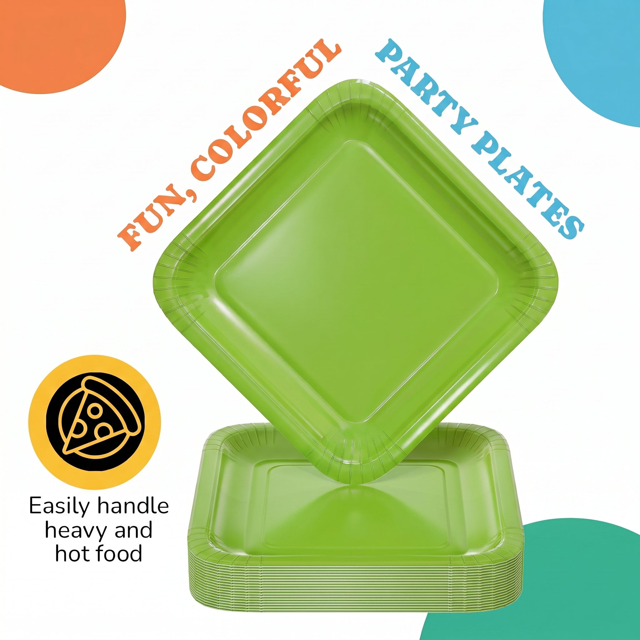 9 In. Lime Square Paper Plates - 50 Ct.