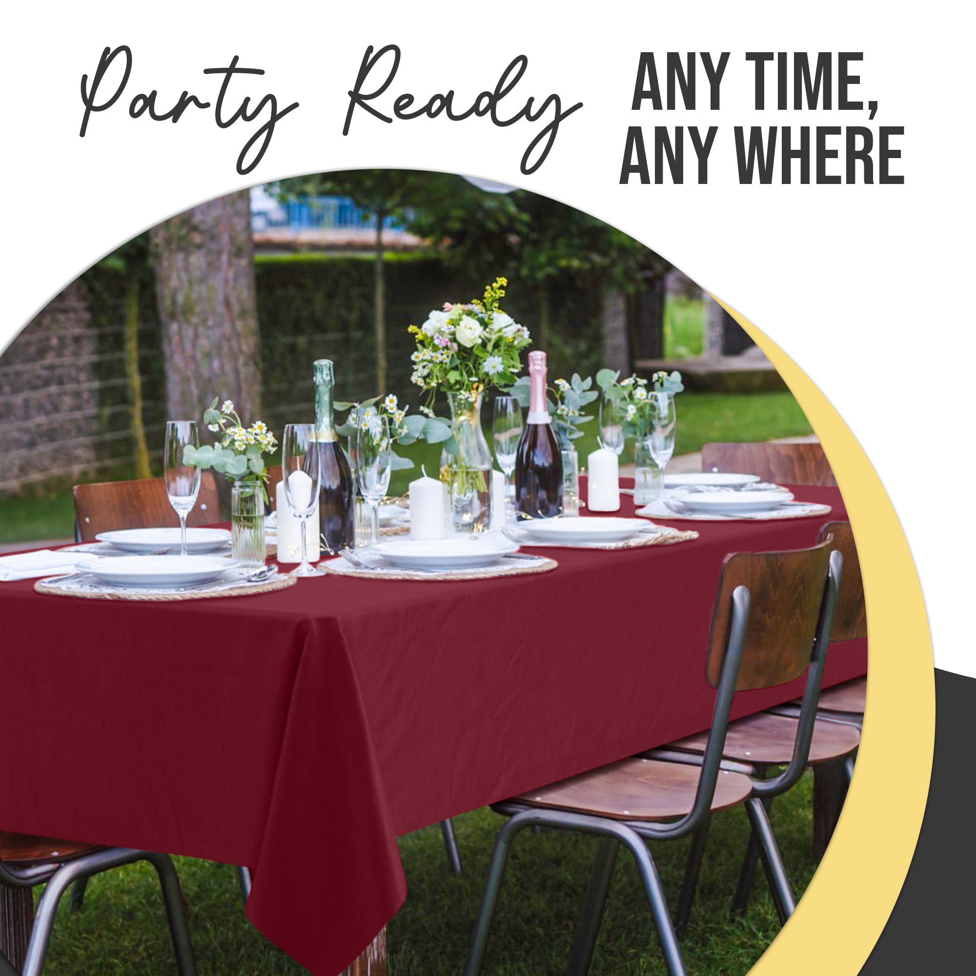 Premium Burgundy Plastic Table Cover | 54 in. x 108 in.