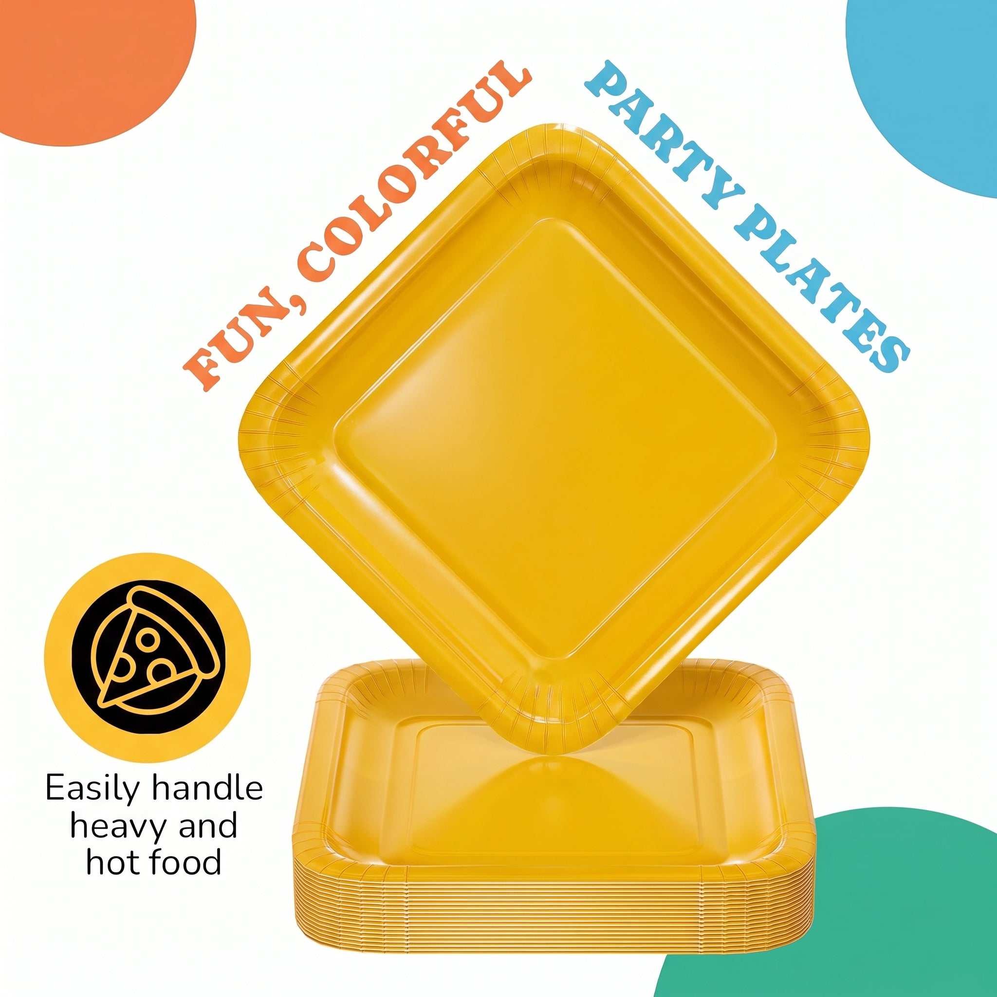 7 In. Yellow Square Paper Plates - 50 Ct.