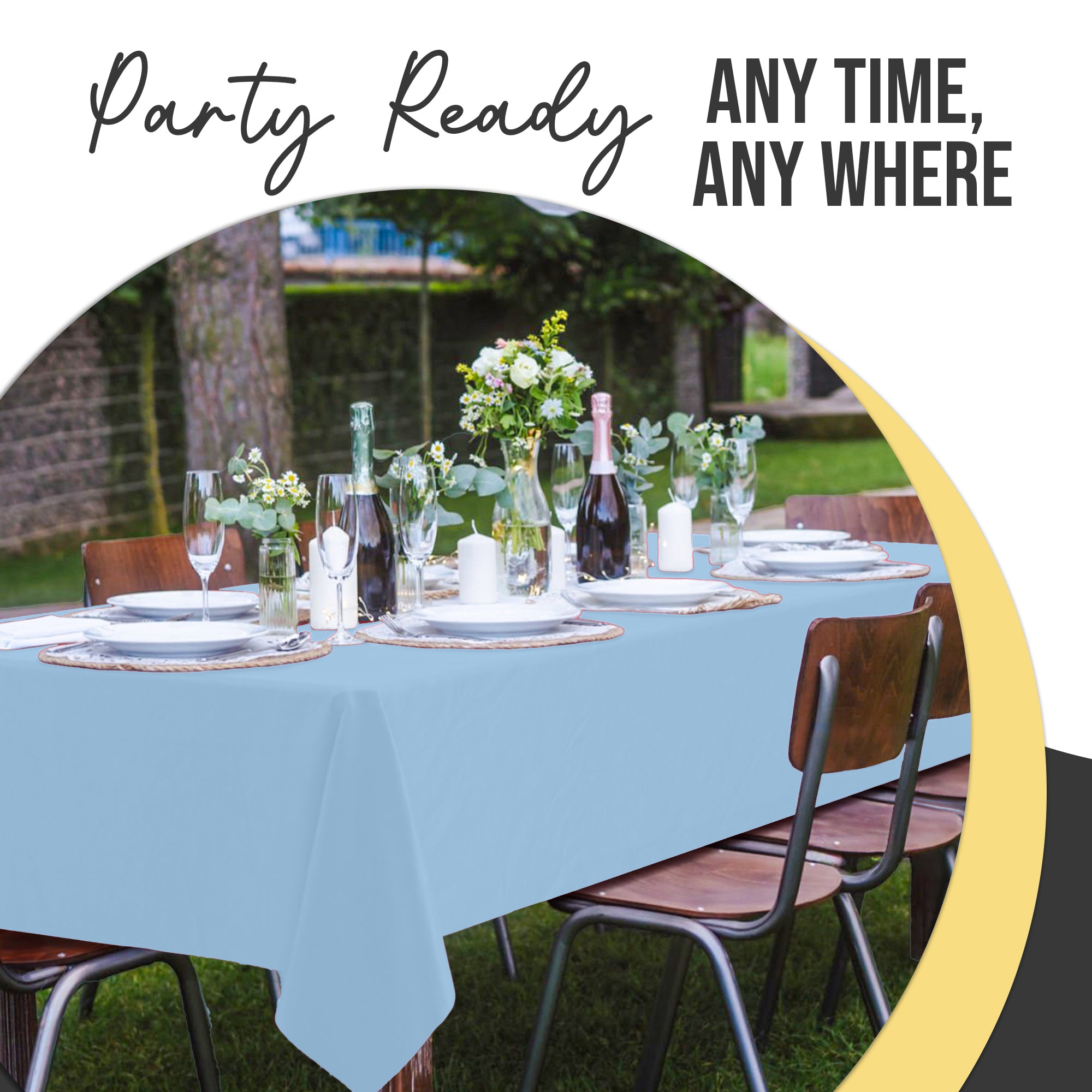 Premium Light Blue Plastic Table Cover | 54 in. x 108 in.