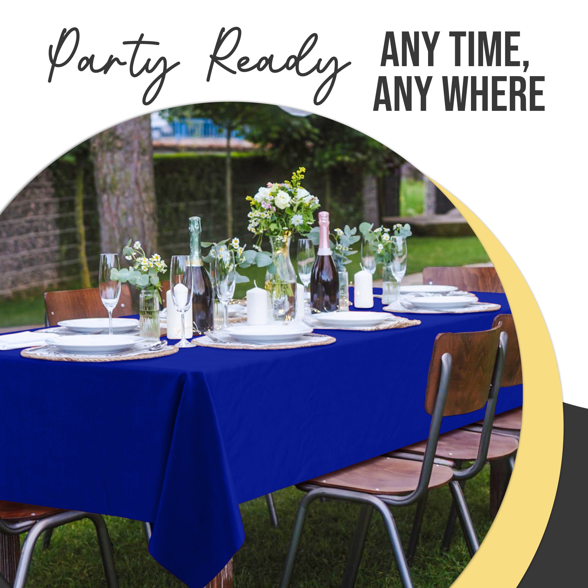 Premium Dark Blue Plastic Table Covers | 6 Pack | 54 in. x 108 in.