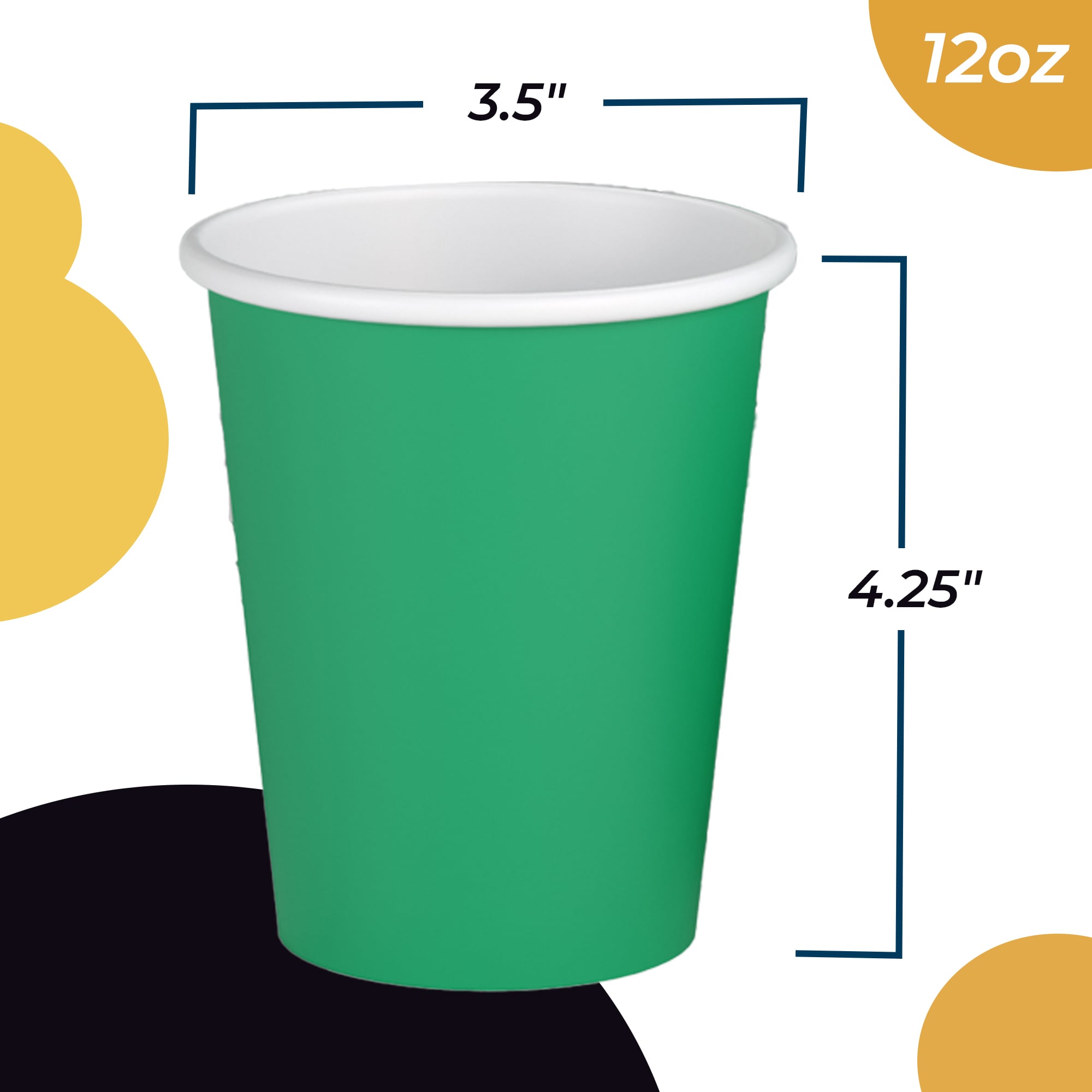 12 Oz. Emerald Green Paper Cups | 20 Count