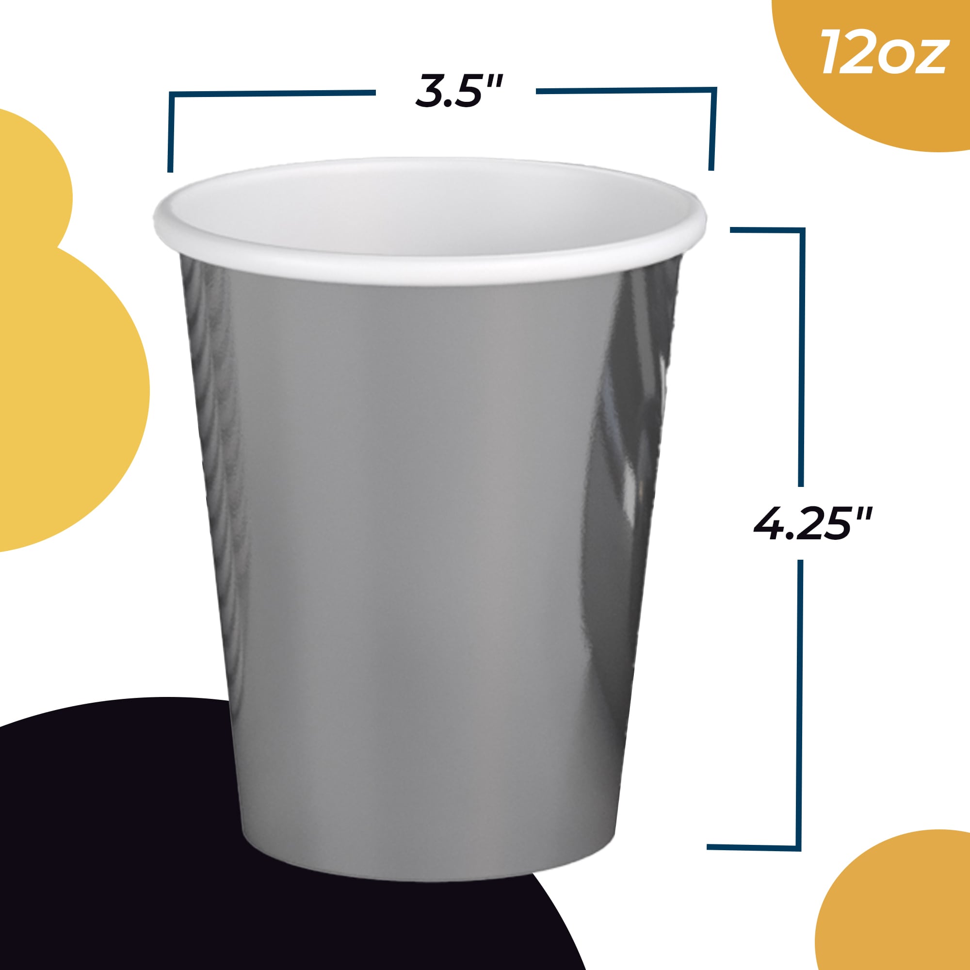 12 Oz. Silver Paper Cups | 20 Count