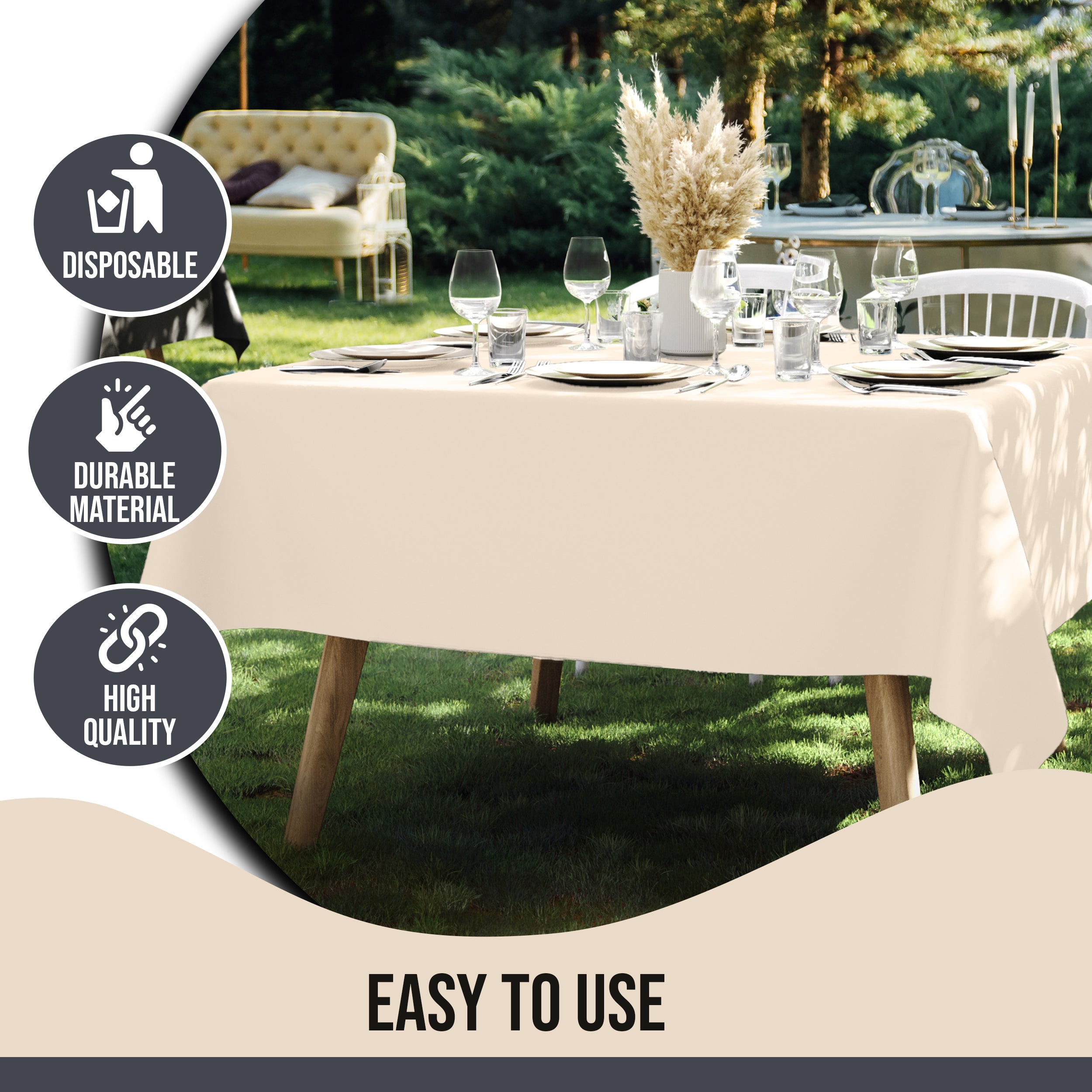 Premium Square Ivory Table Cover 70" x 70" | 1 Pack