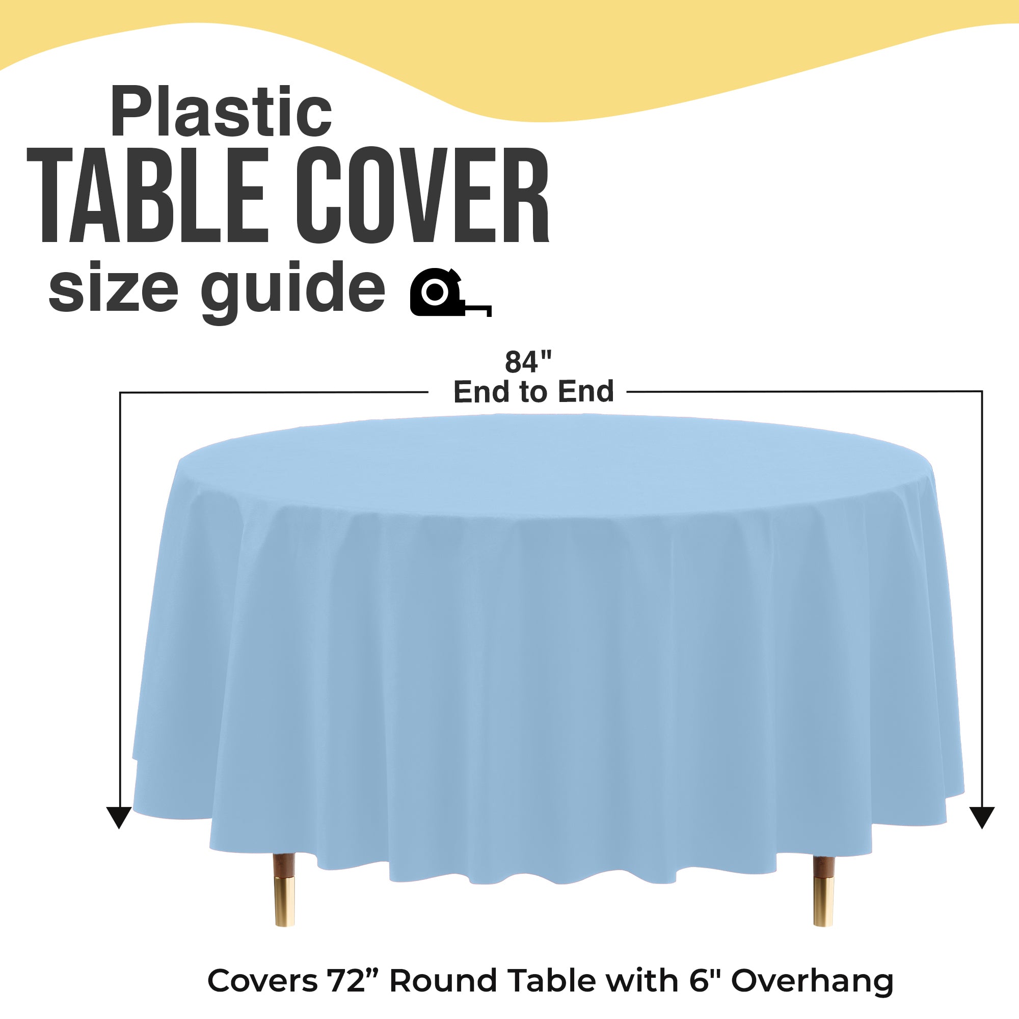 Premium Round Light Blue Plastic Table Cover | 84 in.