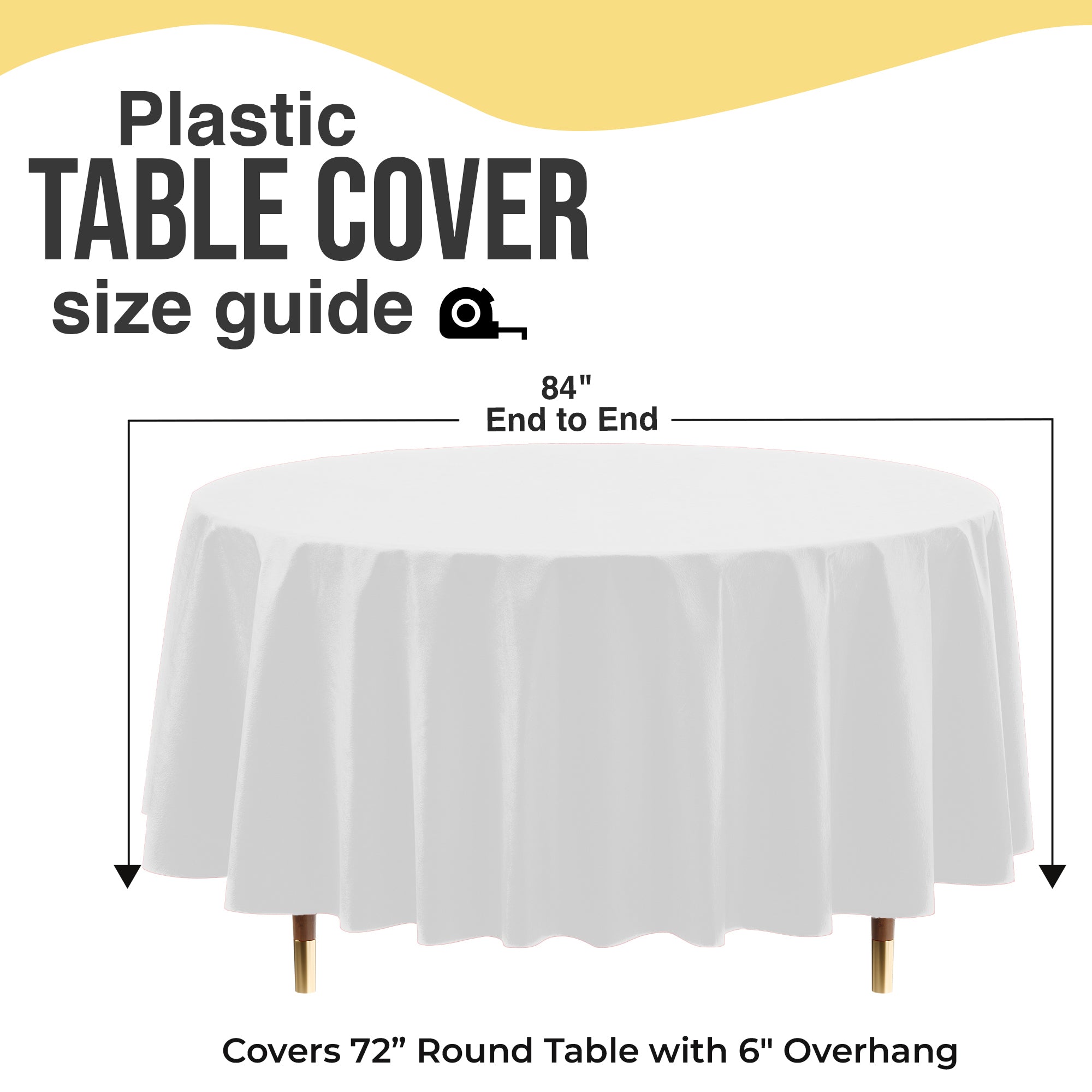 Premium Round White Plastic Table Cover | 84 in.