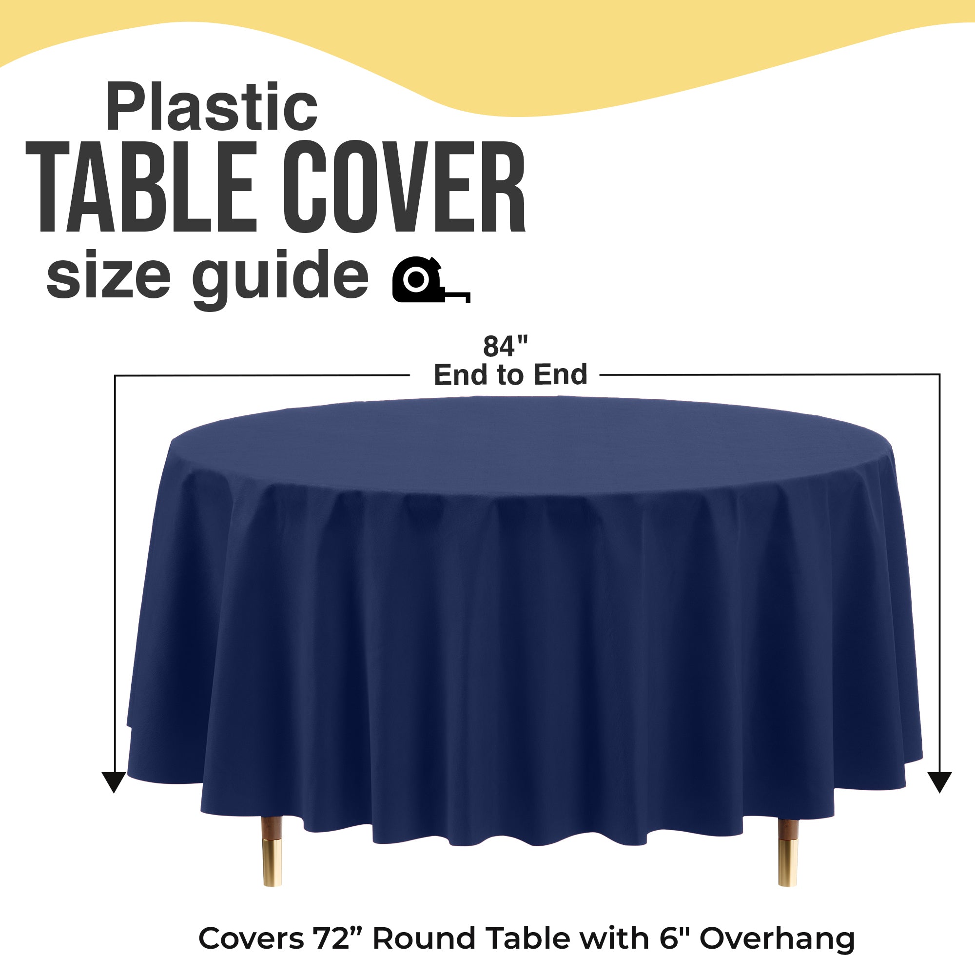 Premium Round Navy Blue Plastic Table Cover | 84 in.