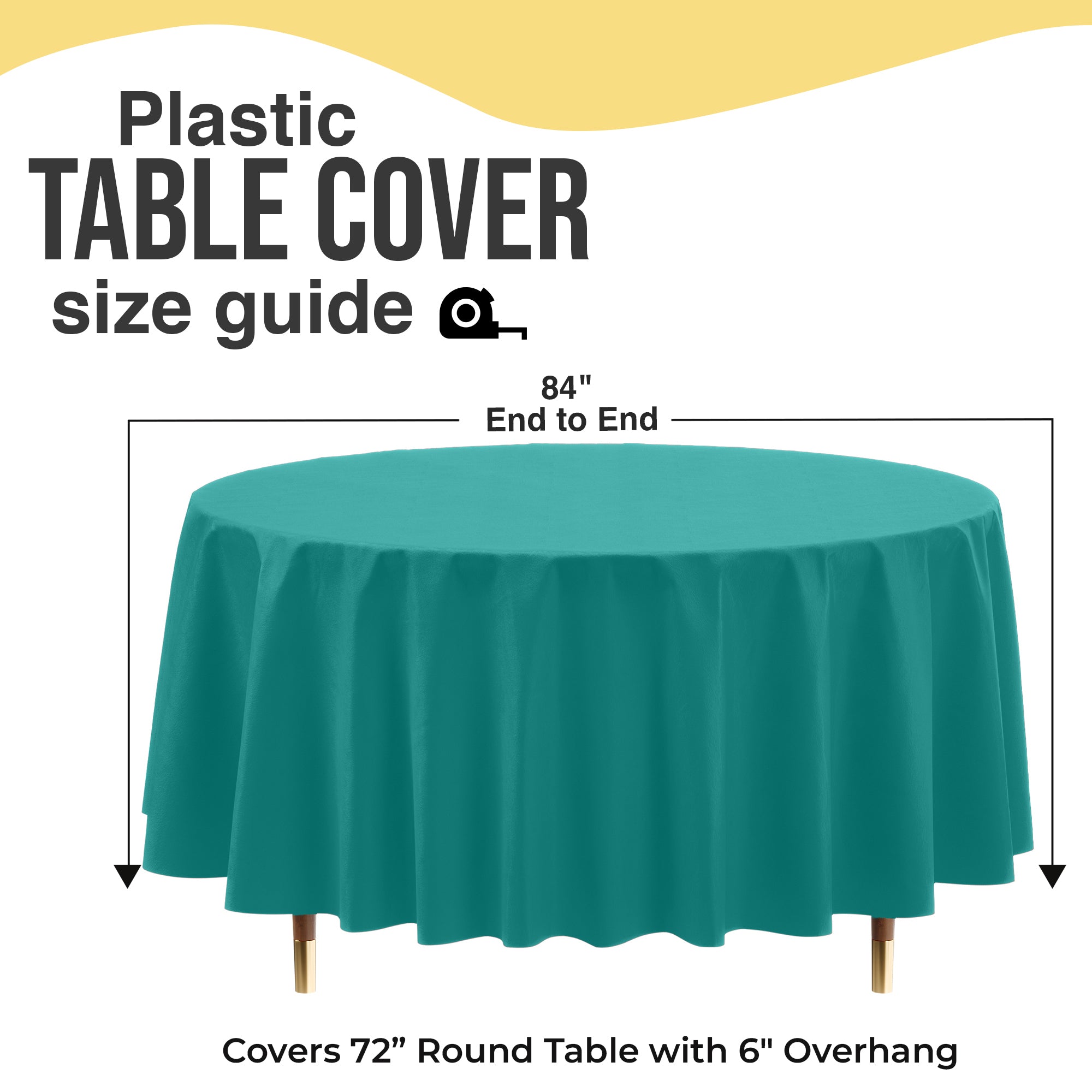 Premium Round Teal Plastic Table Cover | 84 in.
