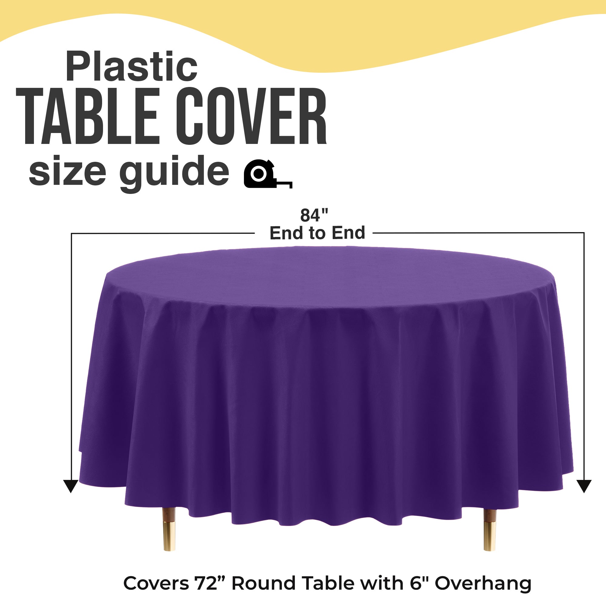 Premium Round Purple Plastic Table Covers | 12 Pack | 84 in.