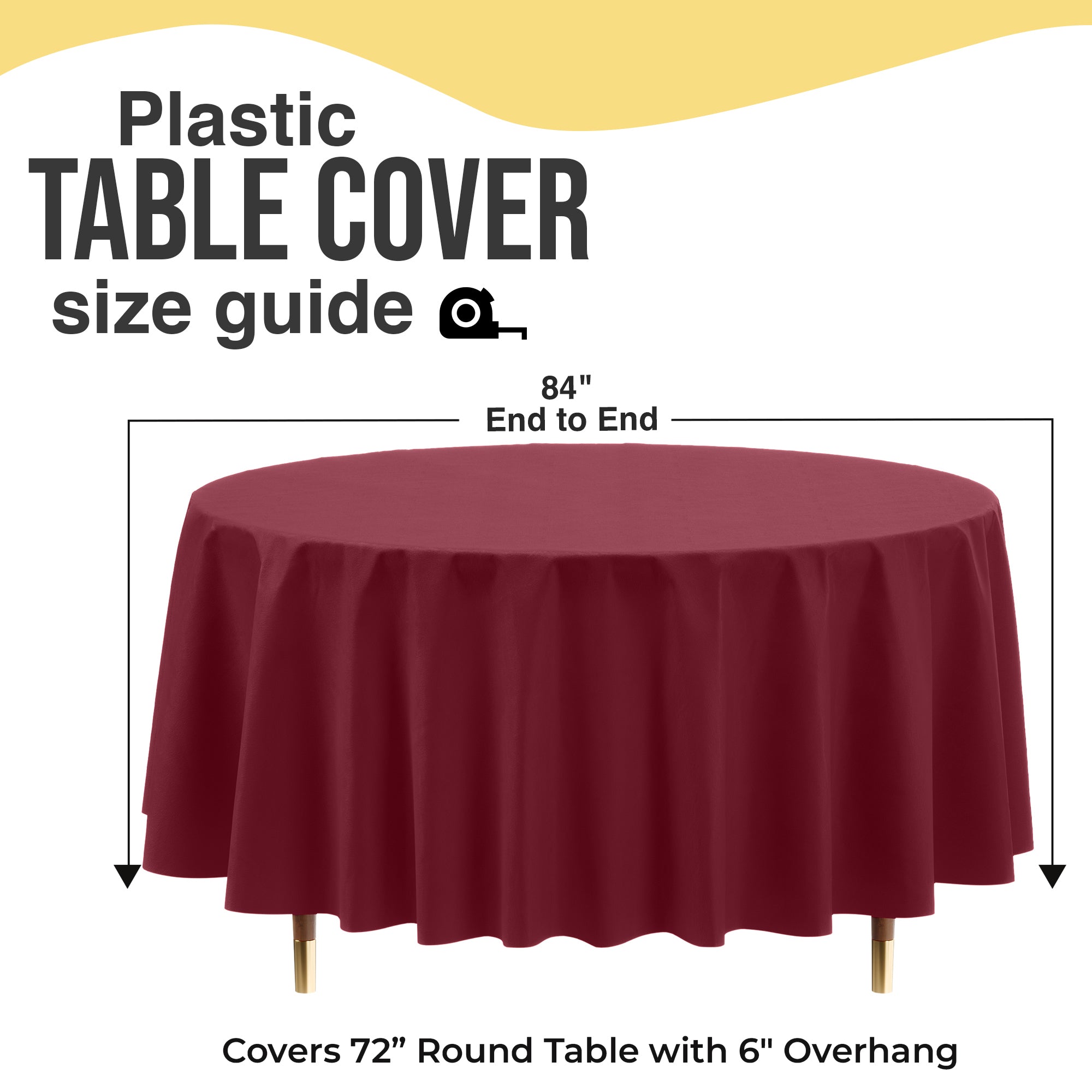Premium Round Burgundy Plastic Table Cover | 84 in.