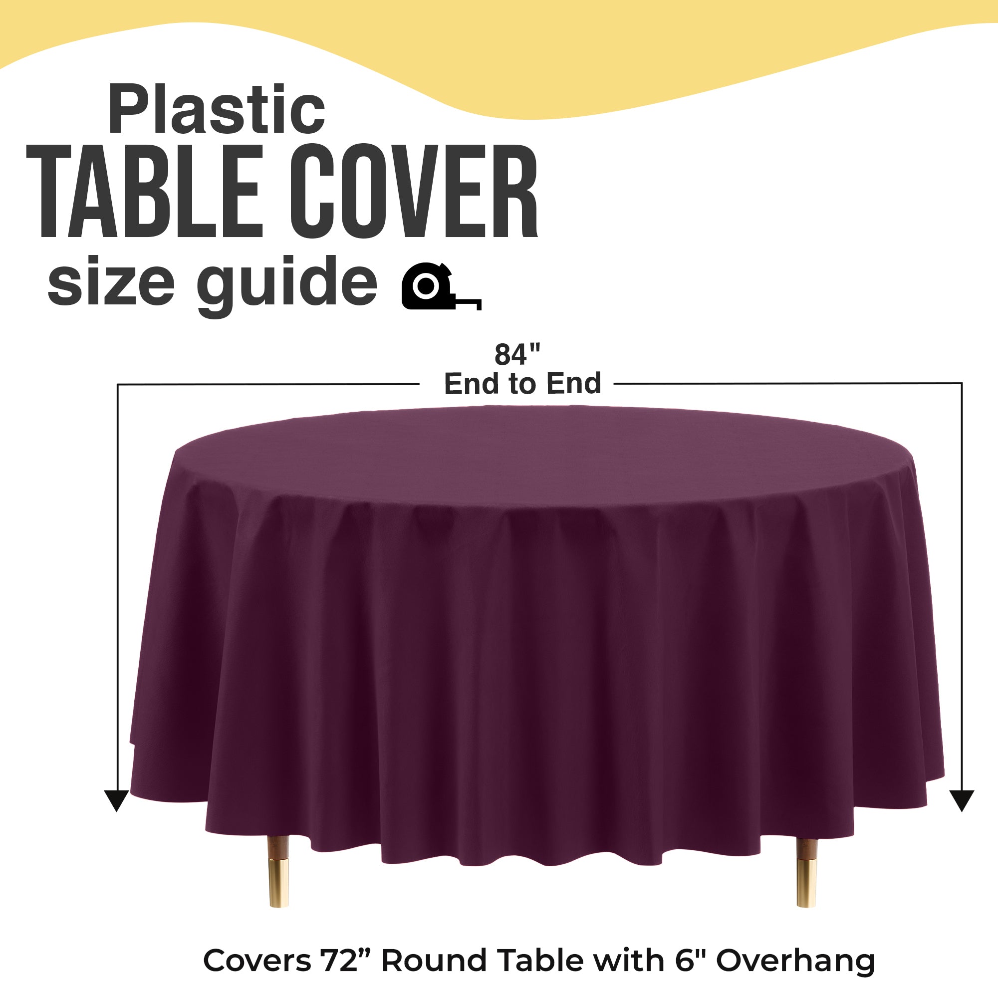 Premium Round Plum Plastic Table Cover | 84 in.
