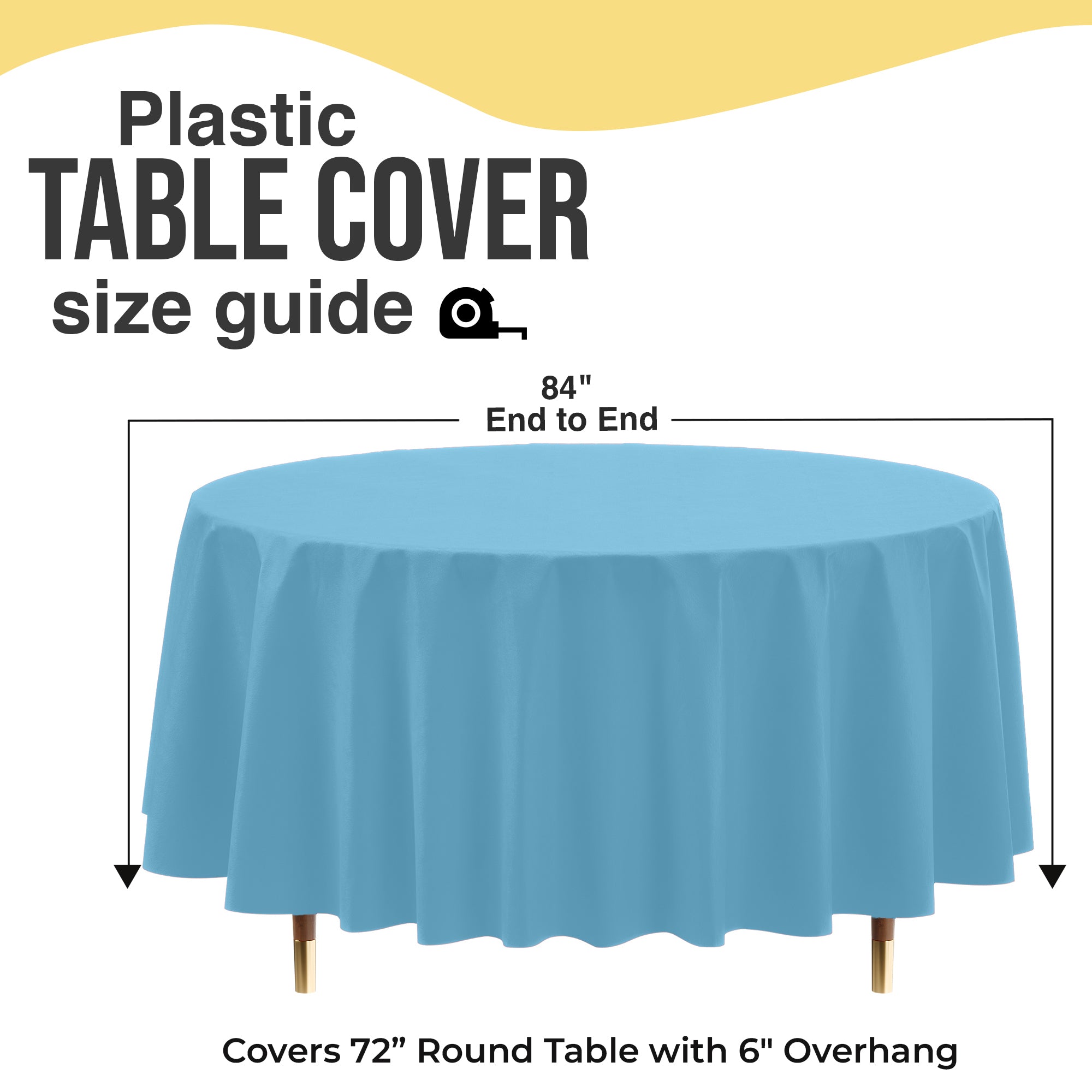 Premium Round Sky Blue Plastic Table Cover | 84 in.