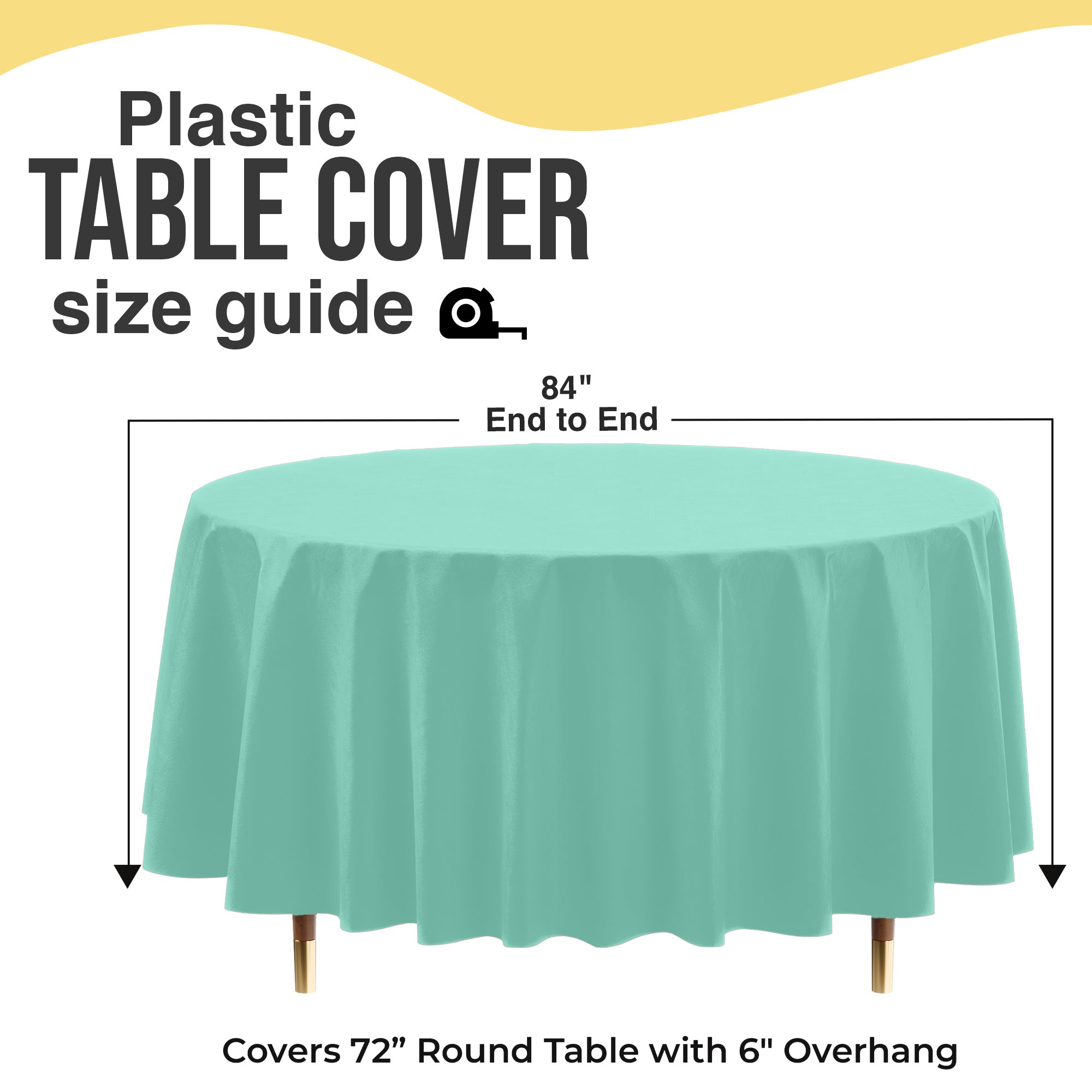 Premium Round Mint Plastic Table Cover | 84 in.