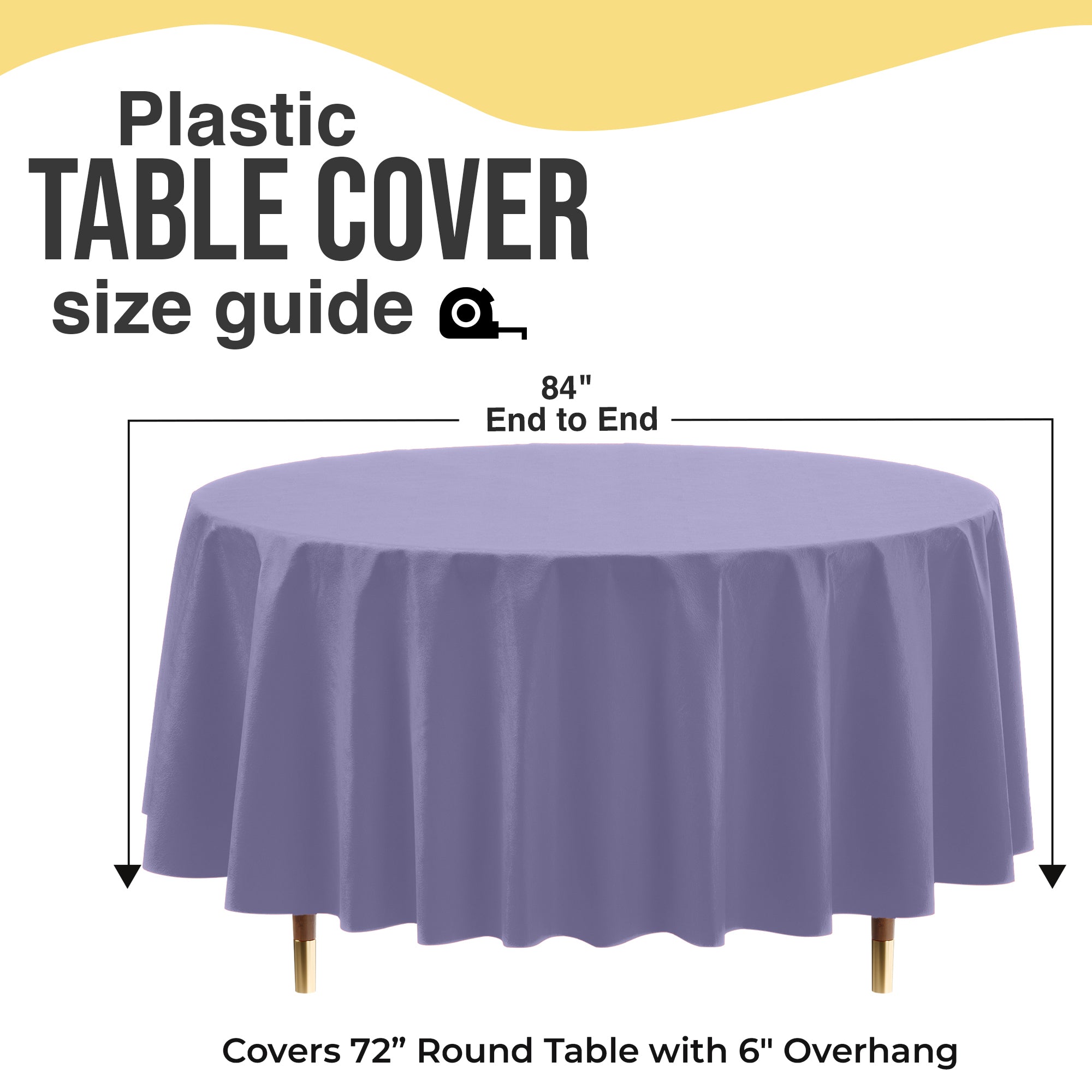 Premium Round Lavender Plastic Table Cover | 84 in.