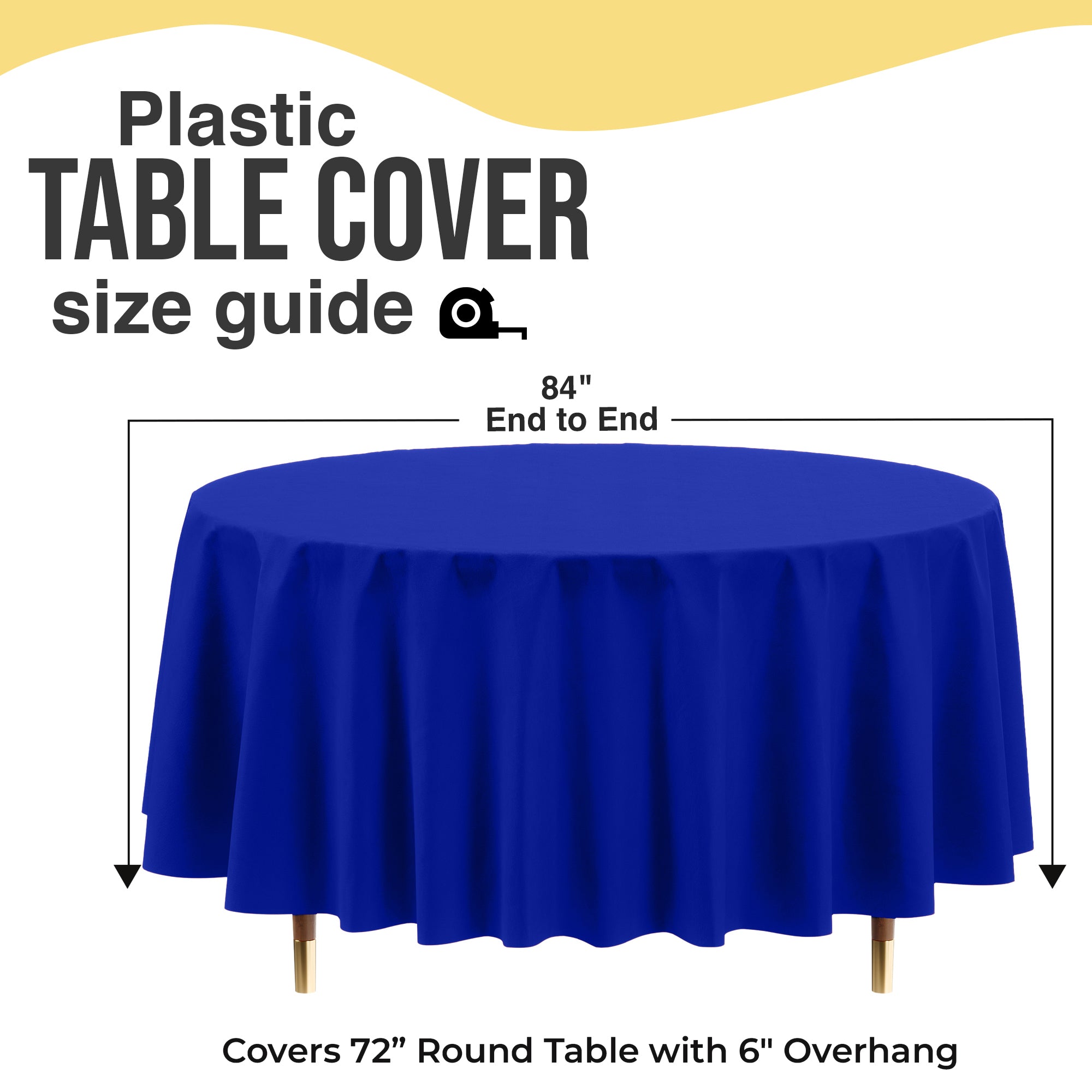 Premium Round Dark Blue Plastic Table Cover | 84 in.