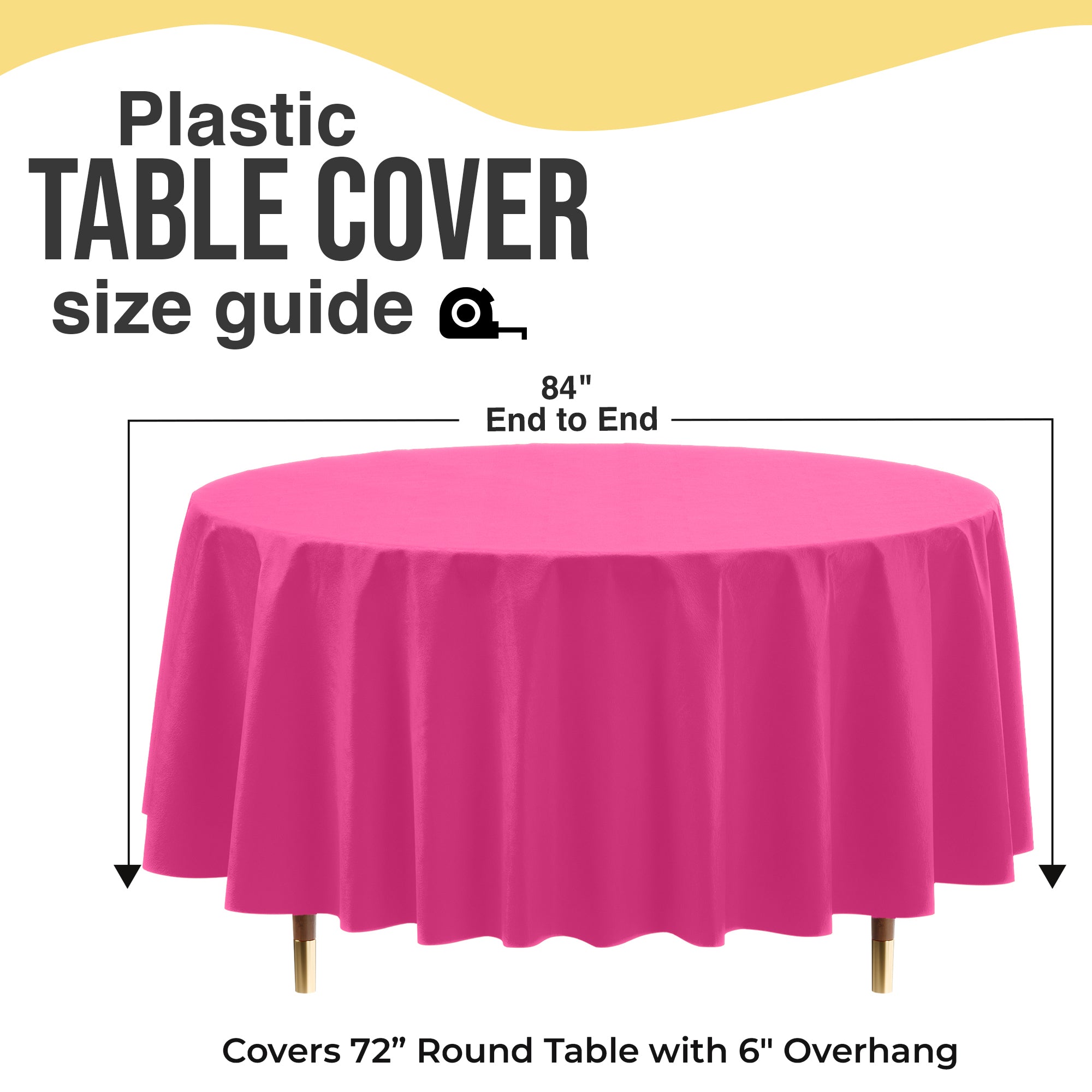 Premium Round Cerise Plastic Table Cover | 84 in. | Case of 96