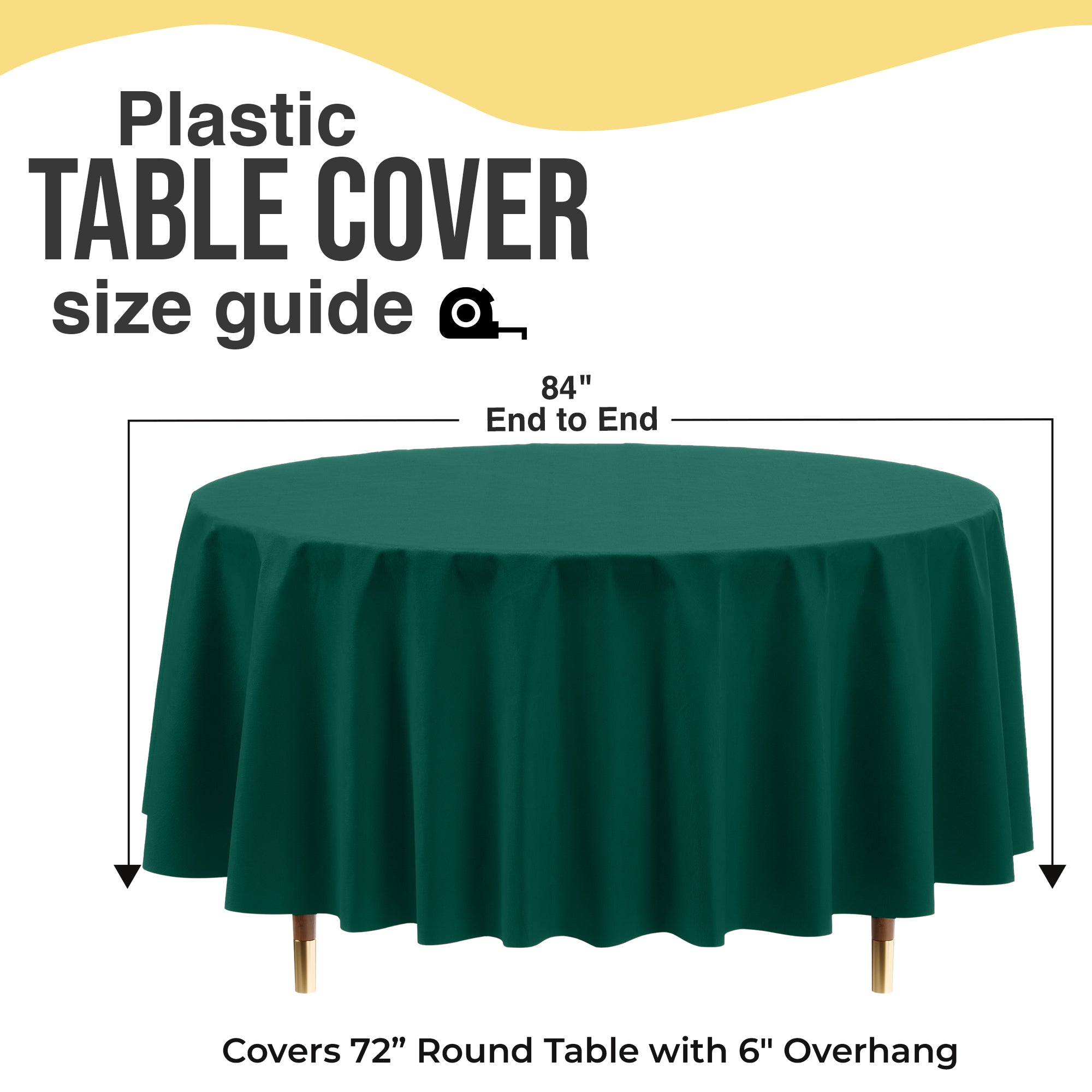 Premium Round Dark Green Plastic Table Cover | 84 in.