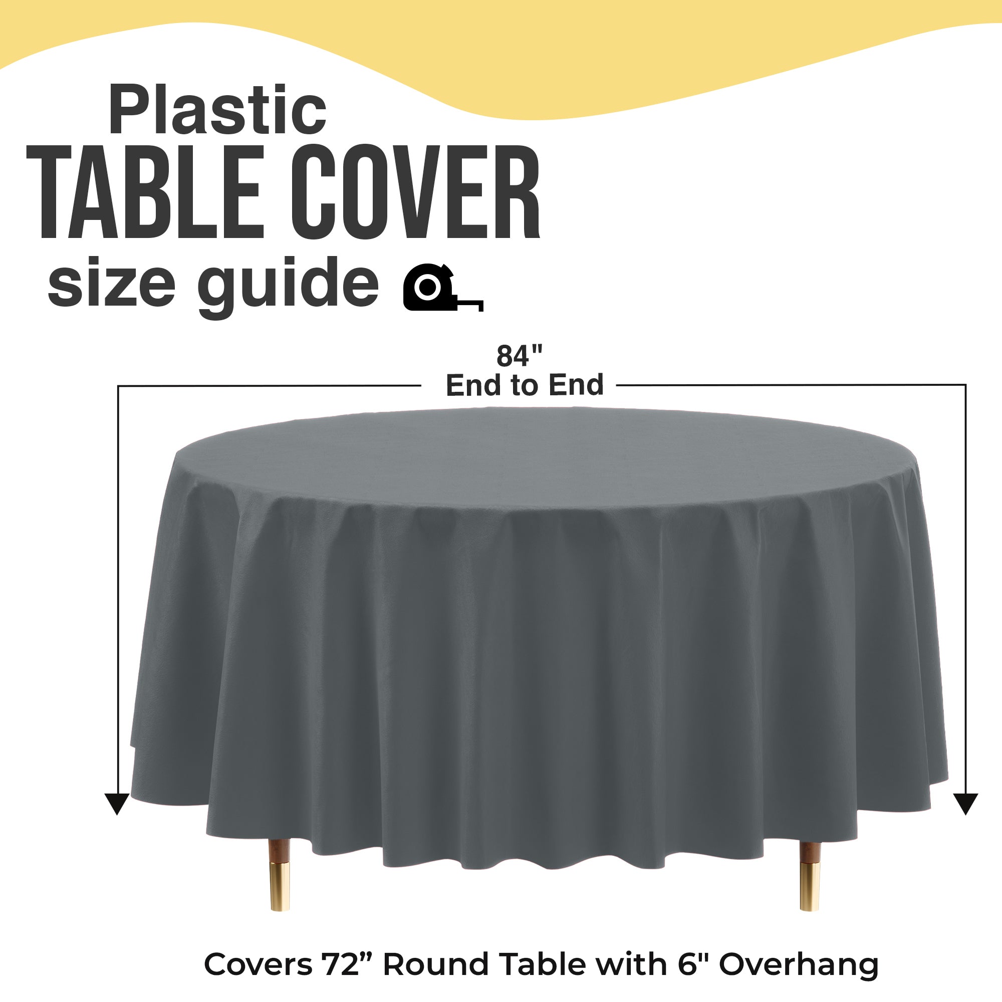 Premium Round Silver Plastic Table Cover | 84 in.