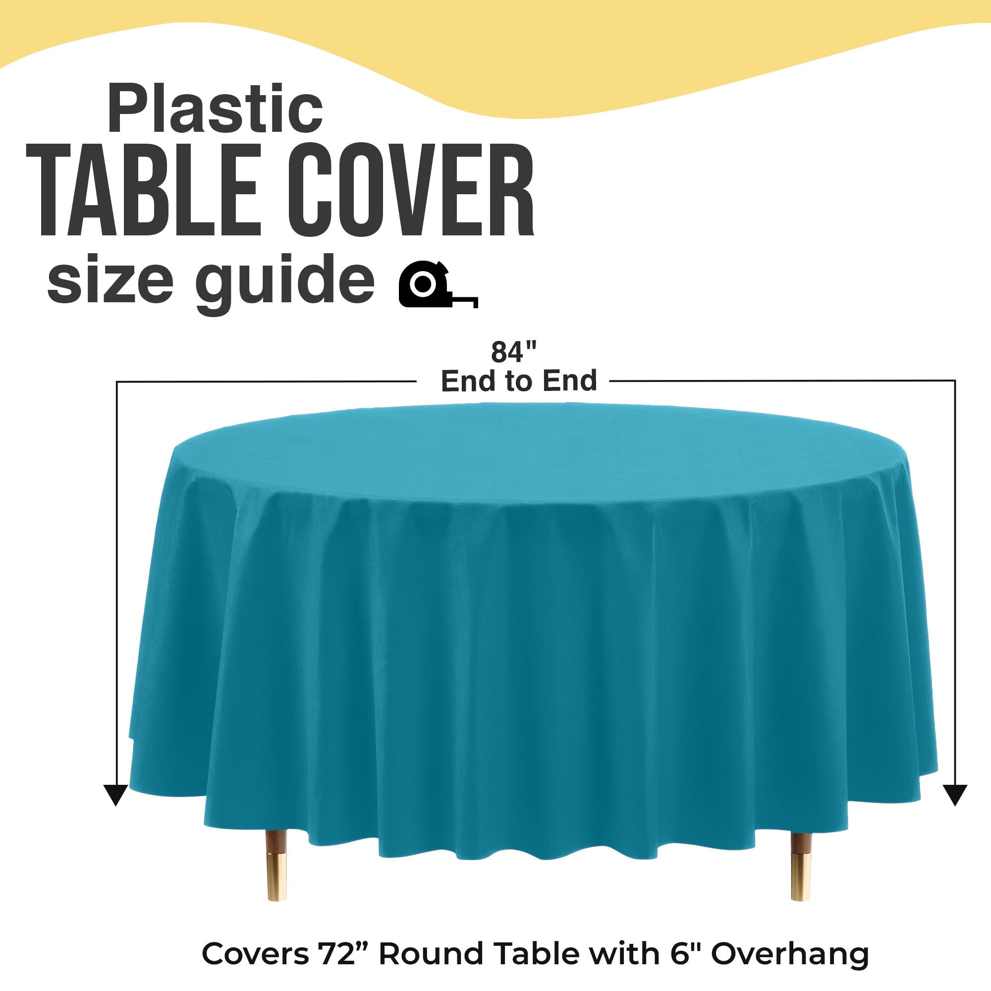 Premium Round Turquoise Plastic Table Cover | 84 in.