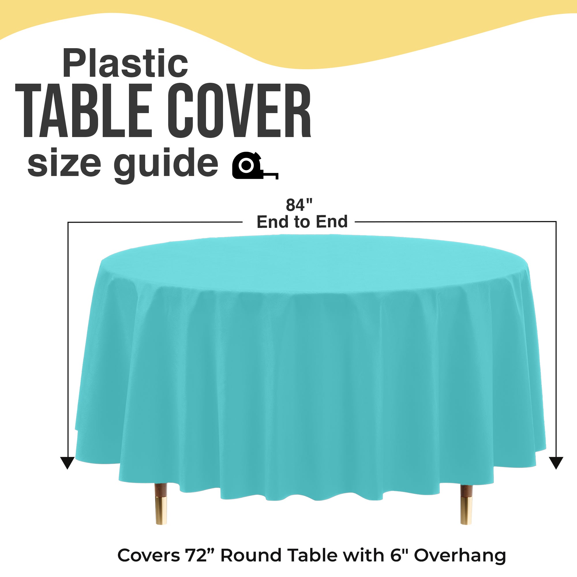Premium Round Aqua Blue Plastic Table Covers | 12 Pack | 84 in.