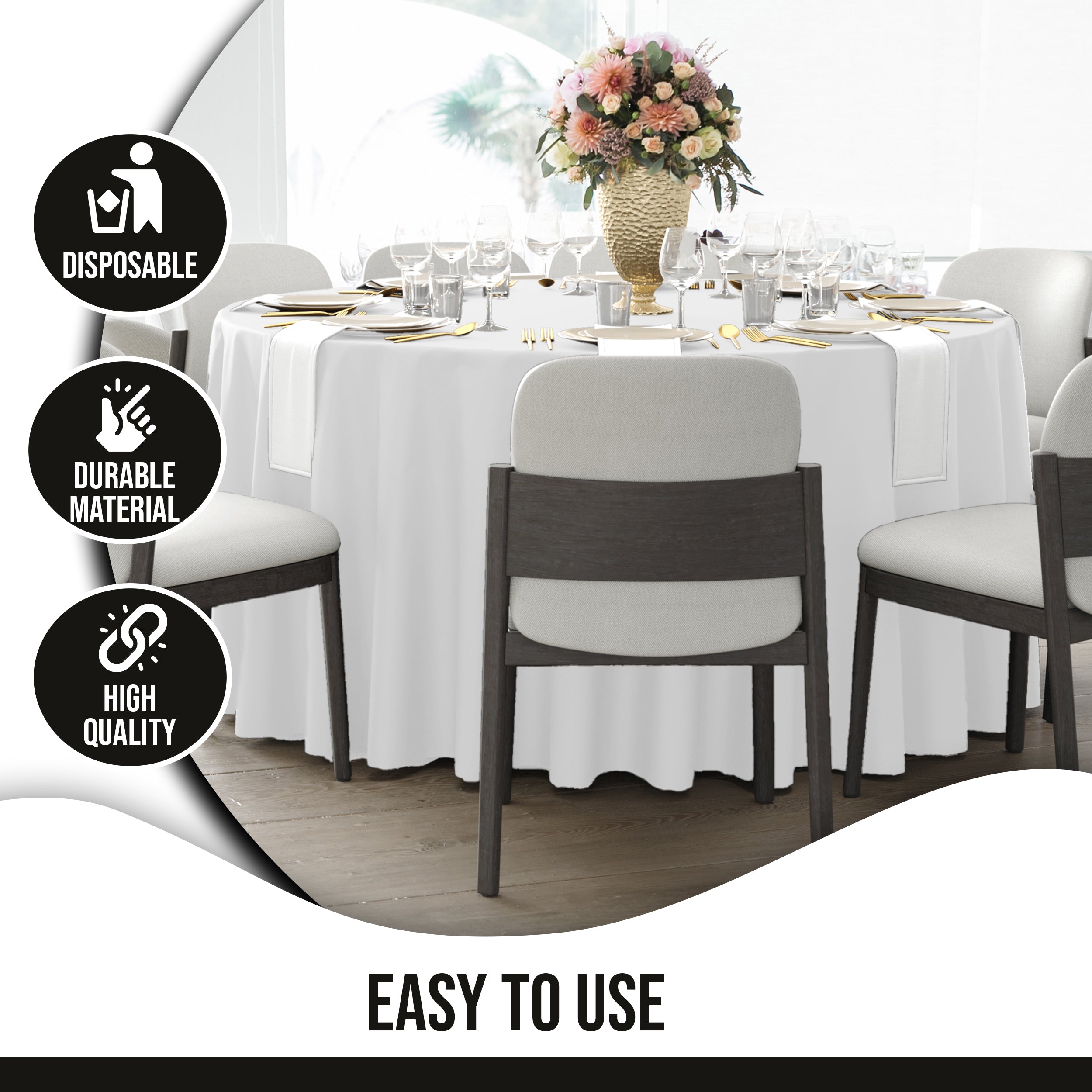 Premium 108" Round White Table Cover