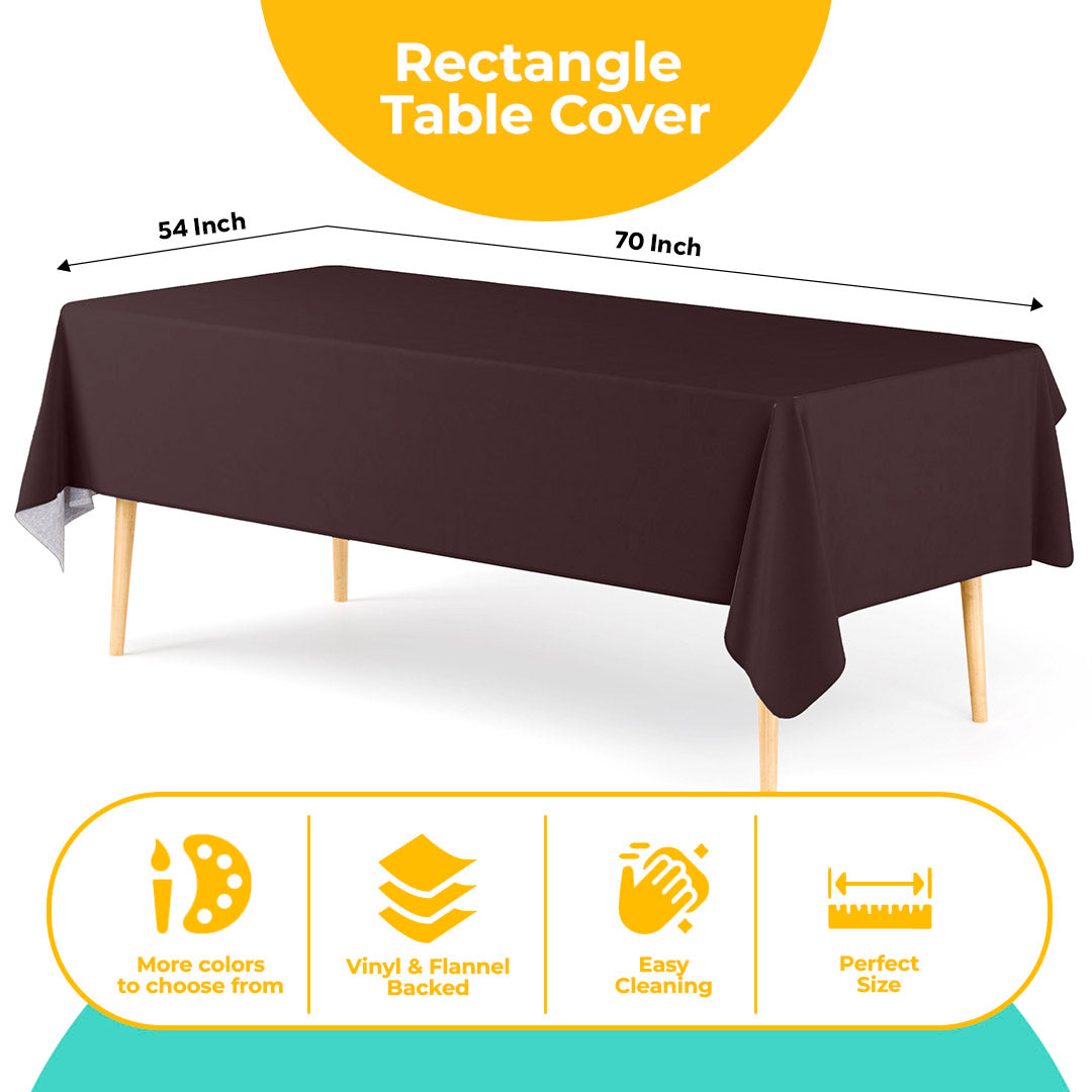 Brown Flannel Backed Plastic Table Cover 54 in. x 70 in.
