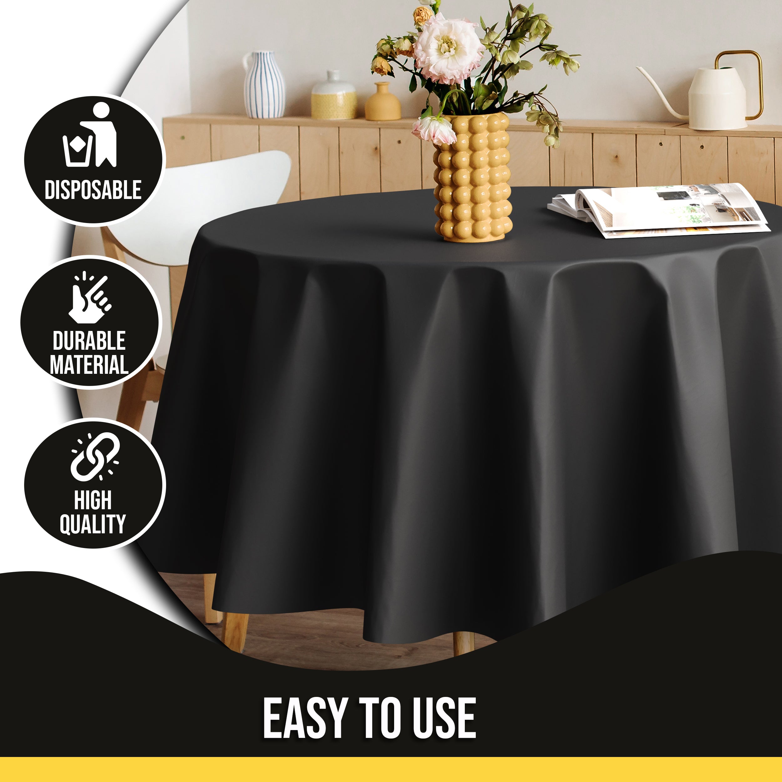 Premium 60" Round Black Table Cover
