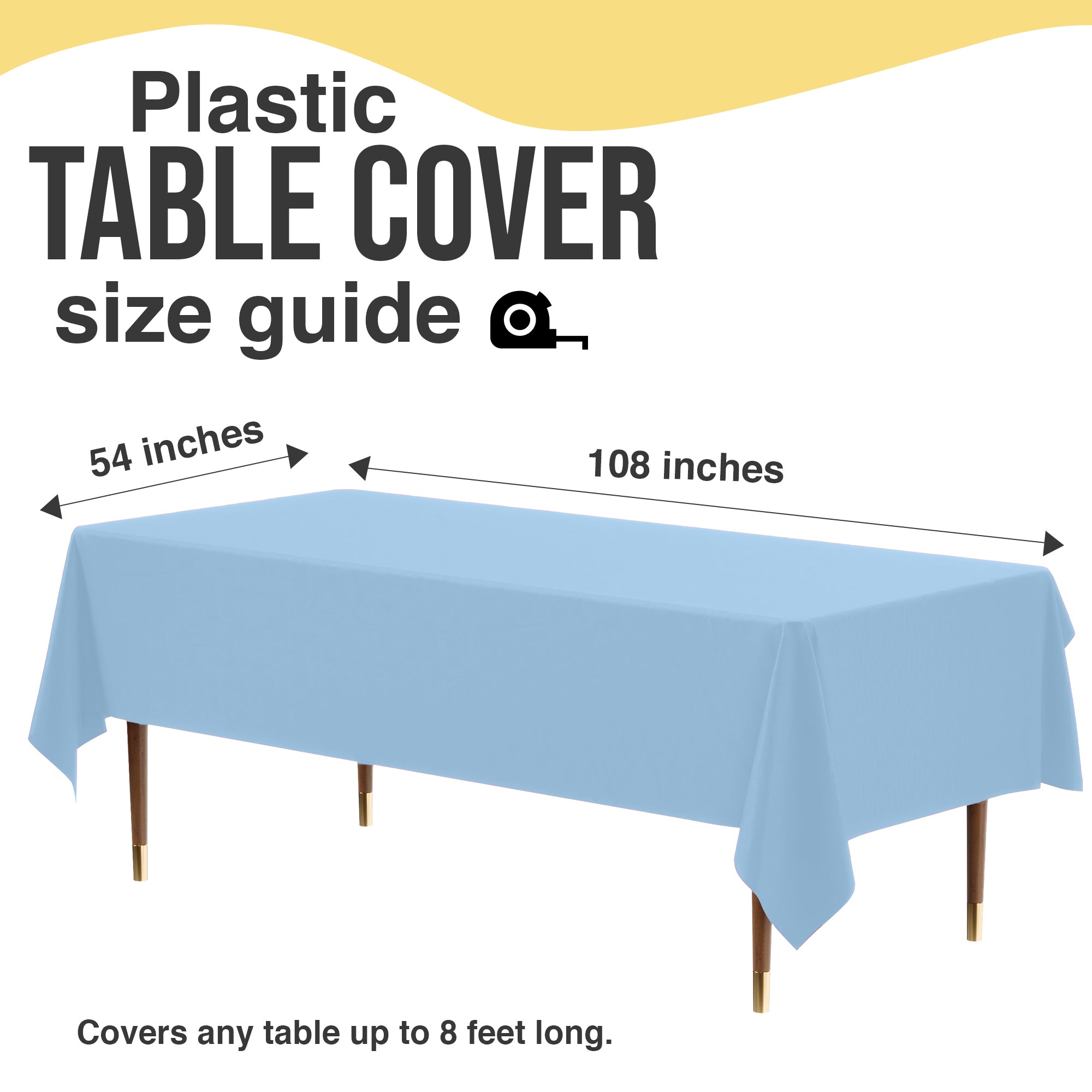 Premium Light Blue Plastic Table Cover | 54 in. x 108 in.