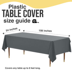Premium Silver Plastic Table Covers | 6 Pack | 54 in. x 108 in.