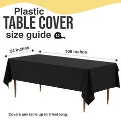 Premium Black Plastic Table Cover | 54 in. x 108 in.