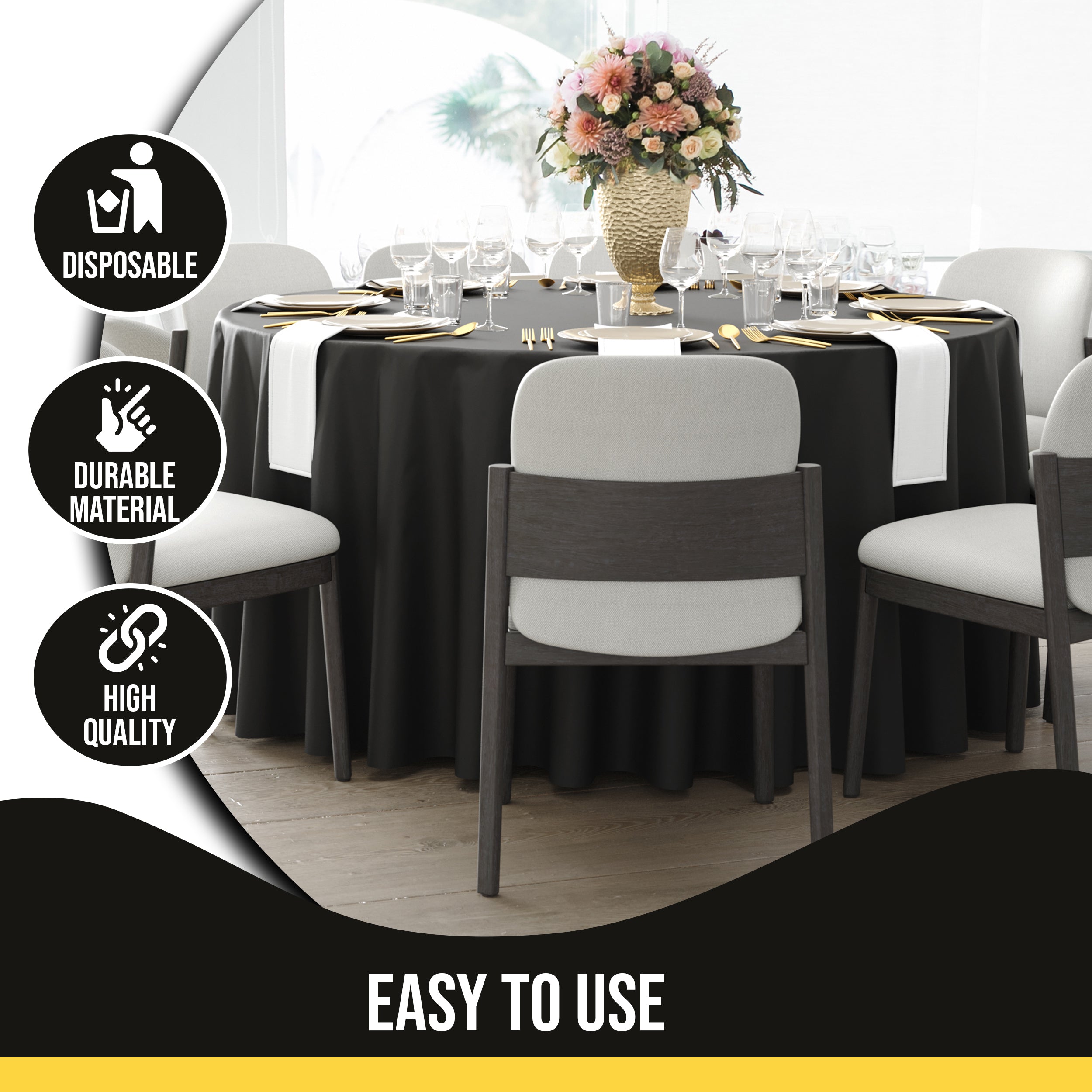 Premium 108" Round Black Table Cover