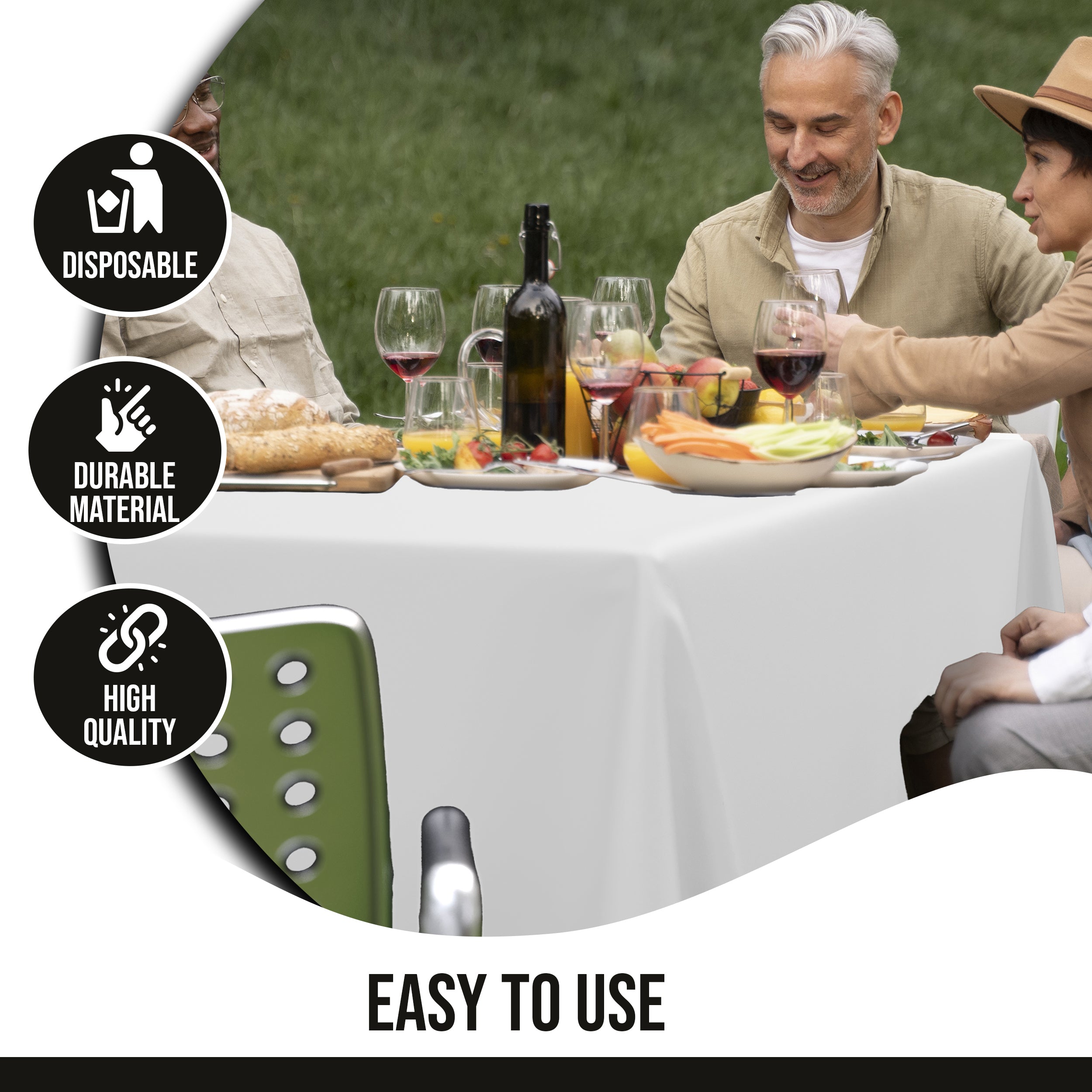 Premium White Rectangle Table Cover 60" x 85" | 1 Pack