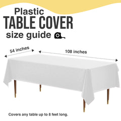 Premium White Plastic Table Covers | 6 Pack | 54 in. x 108 in.