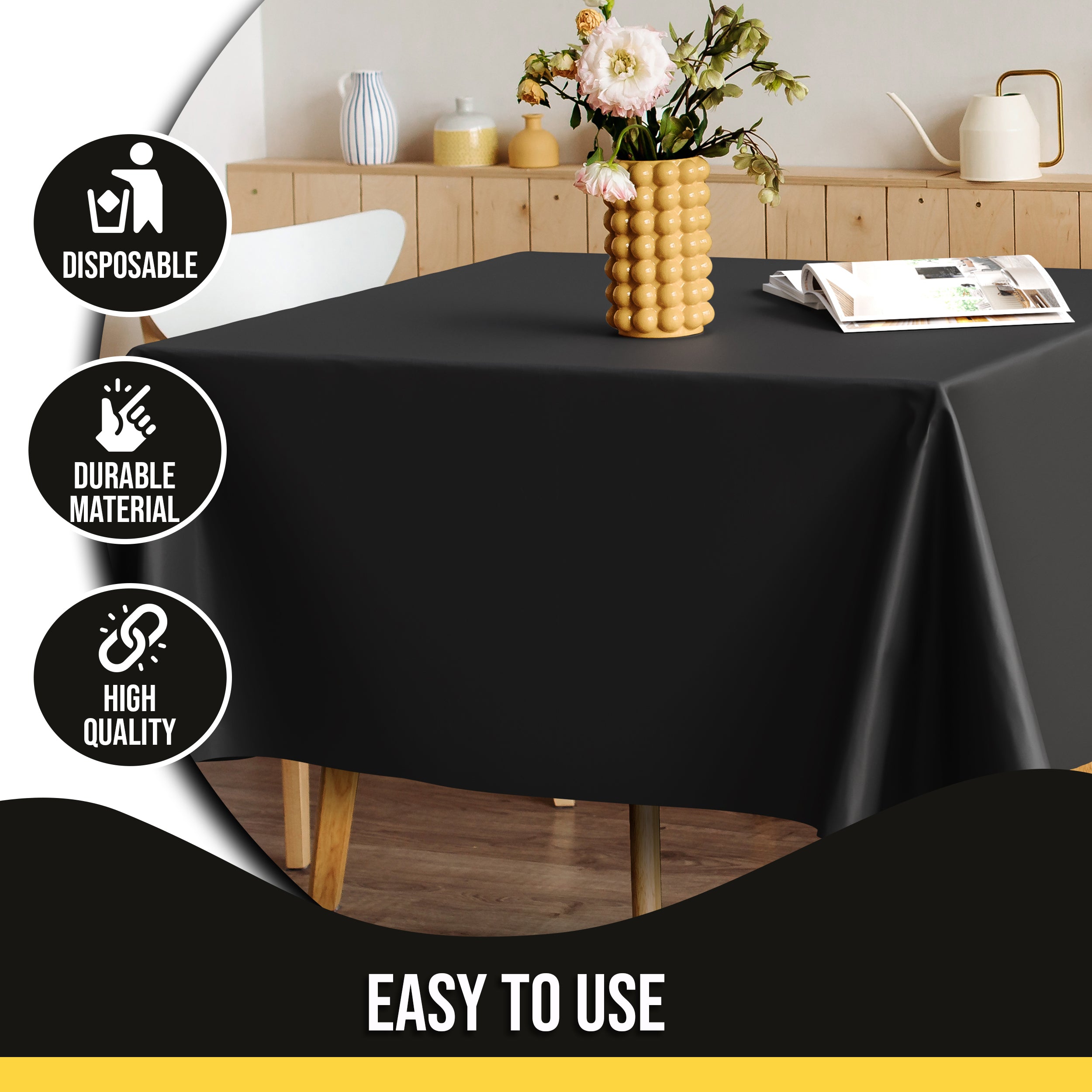 Premium Square Black Table Cover 52" x 52" | 1 Pack