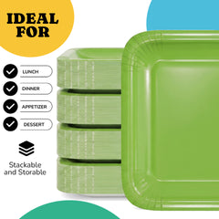 9 In. Lime Square Paper Plates - 50 Ct.