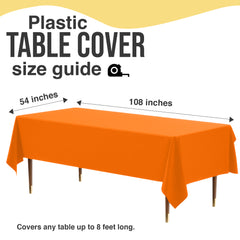 Premium Orange Plastic Table Covers | 6 Pack | 54 in. x 108 in.