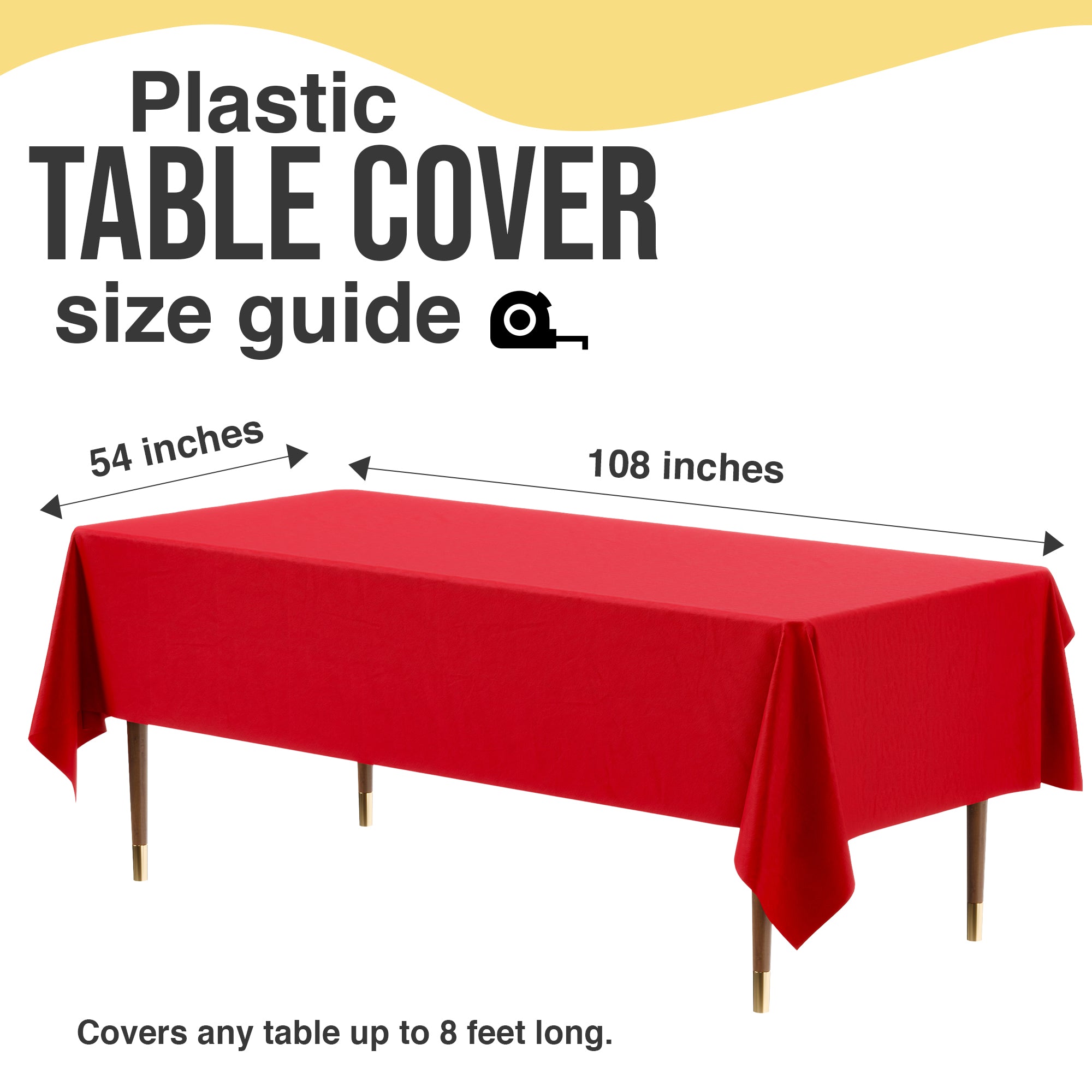 Premium Red Plastic Table Covers | 6 Pack | 54 in. x 108 in.