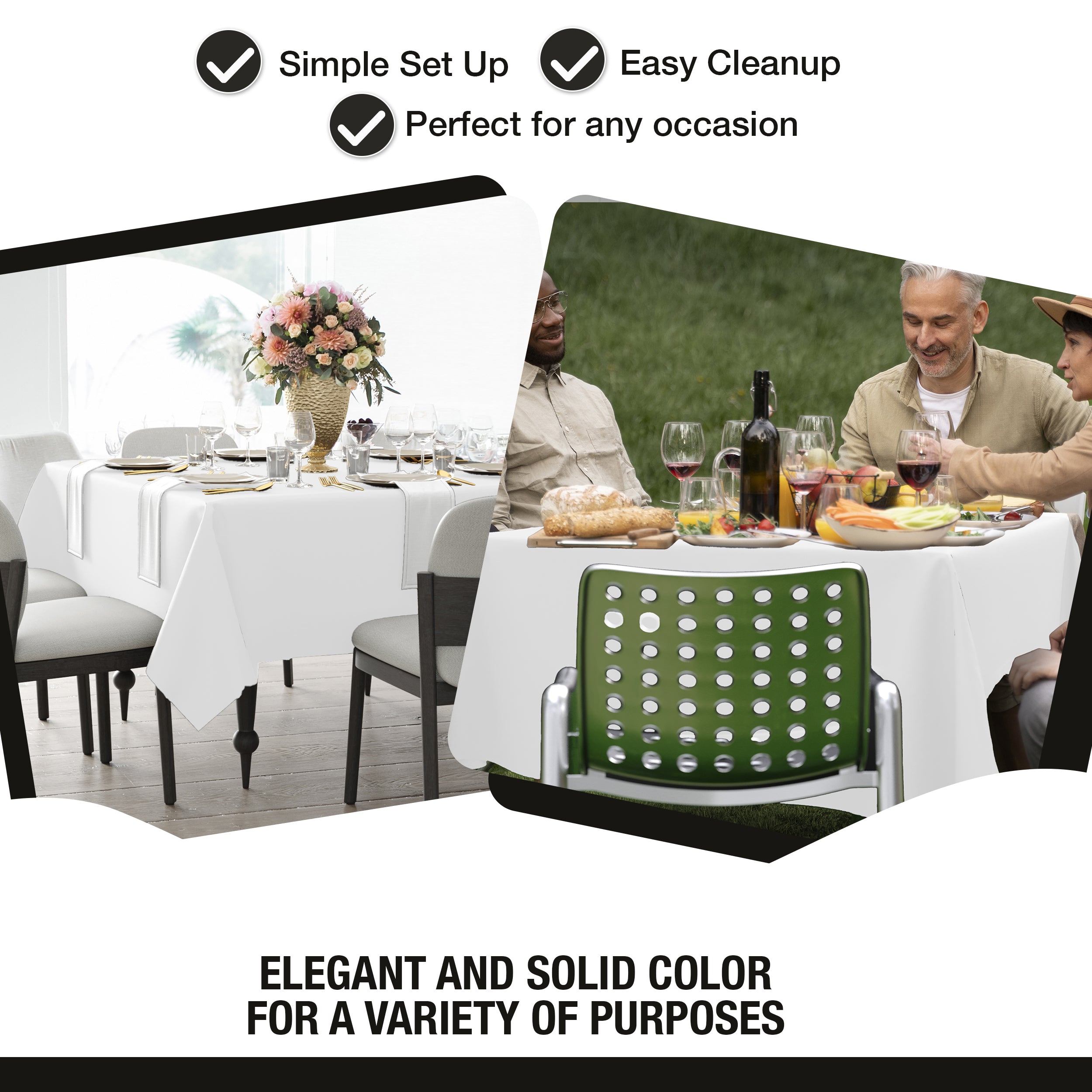 Premium Square White Table Cover 70" x 70" | 1 Pack
