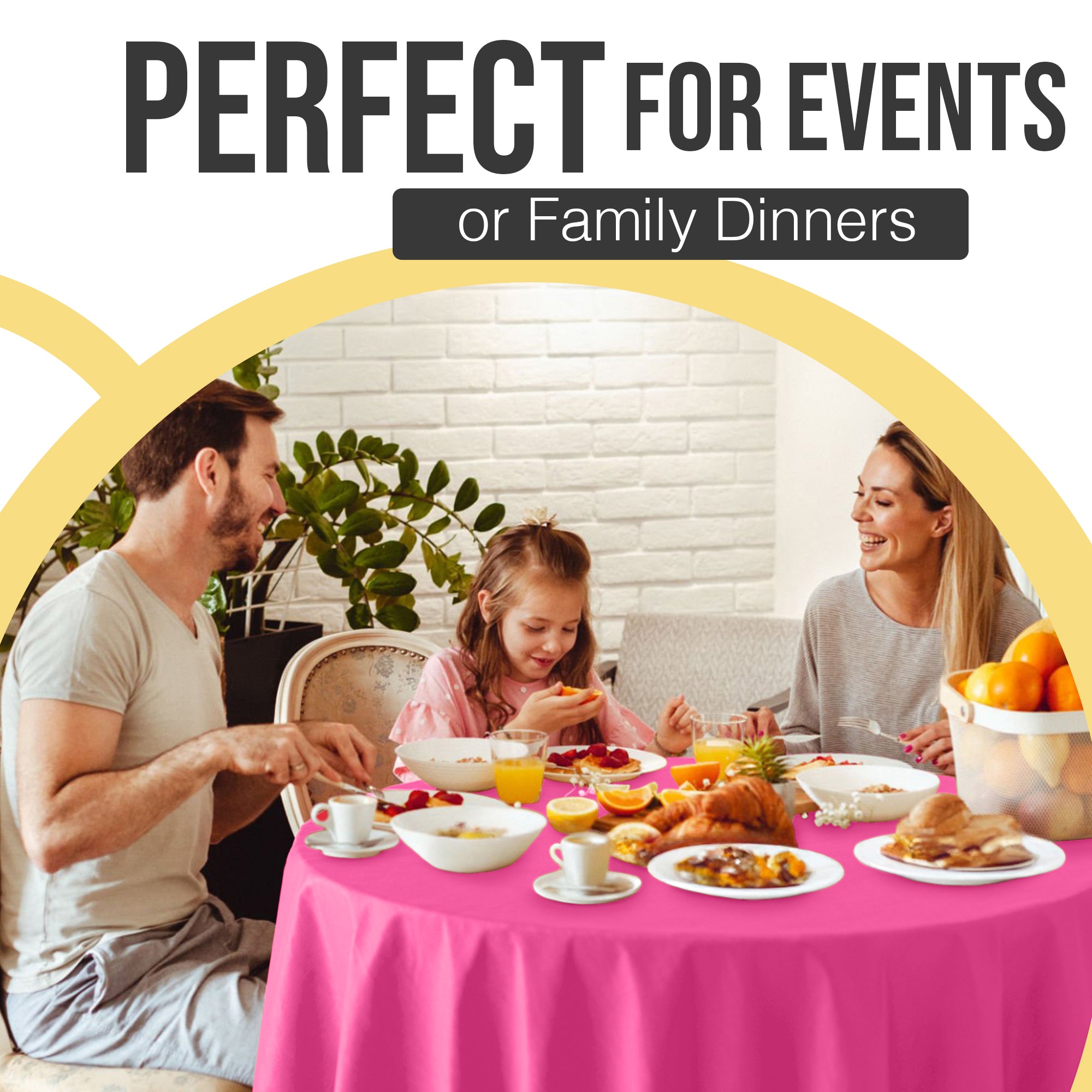 Premium Round Cerise Plastic Table Covers | 6 Pack | 84 in.