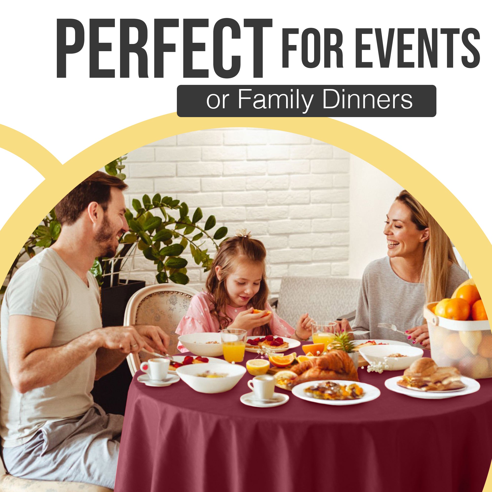 Premium Round Burgundy Plastic Table Cover | 84 in. | Case of 96