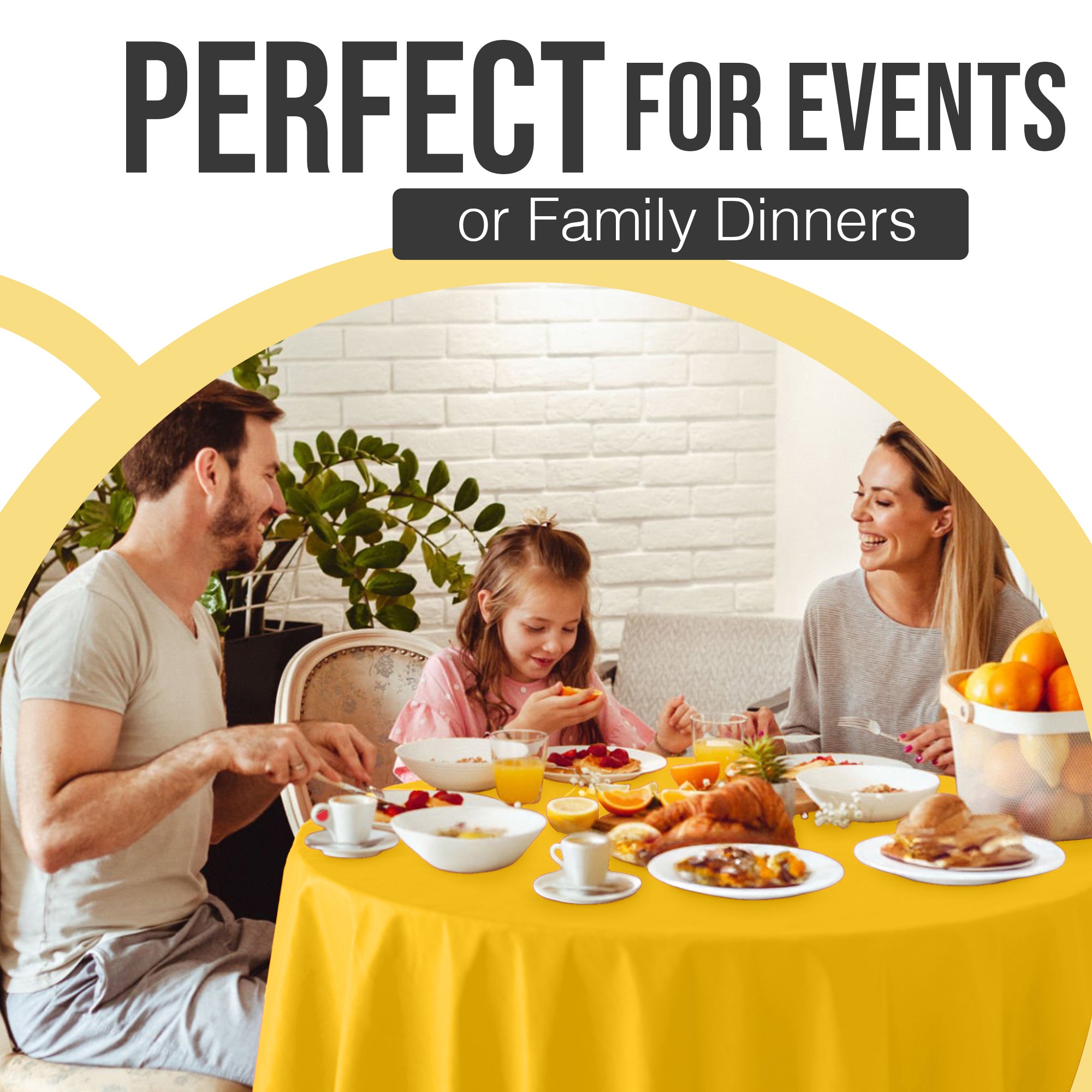 Premium Round Yellow Plastic Table Cover | 84 in.