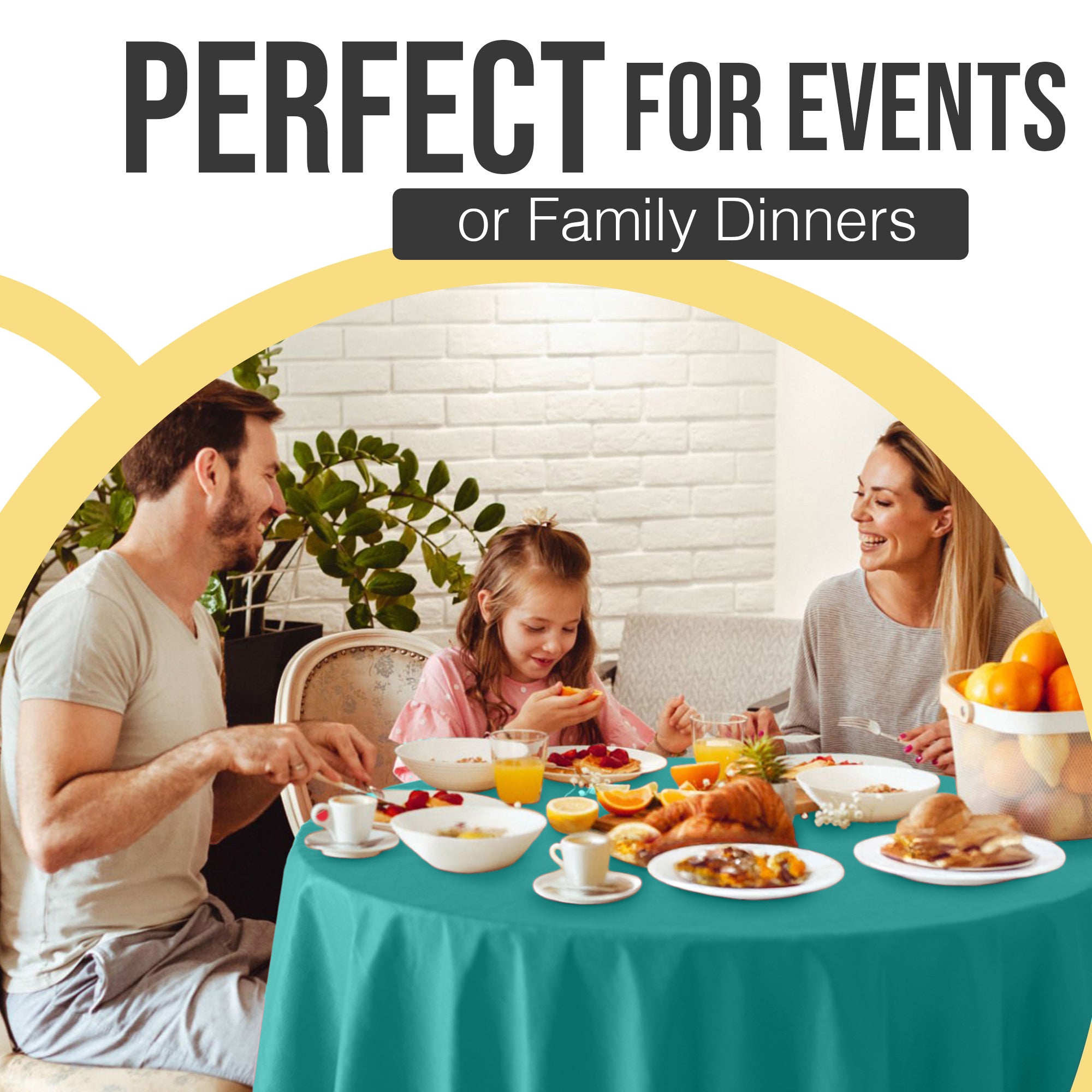 Premium Round Teal Plastic Table Cover | 84 in.