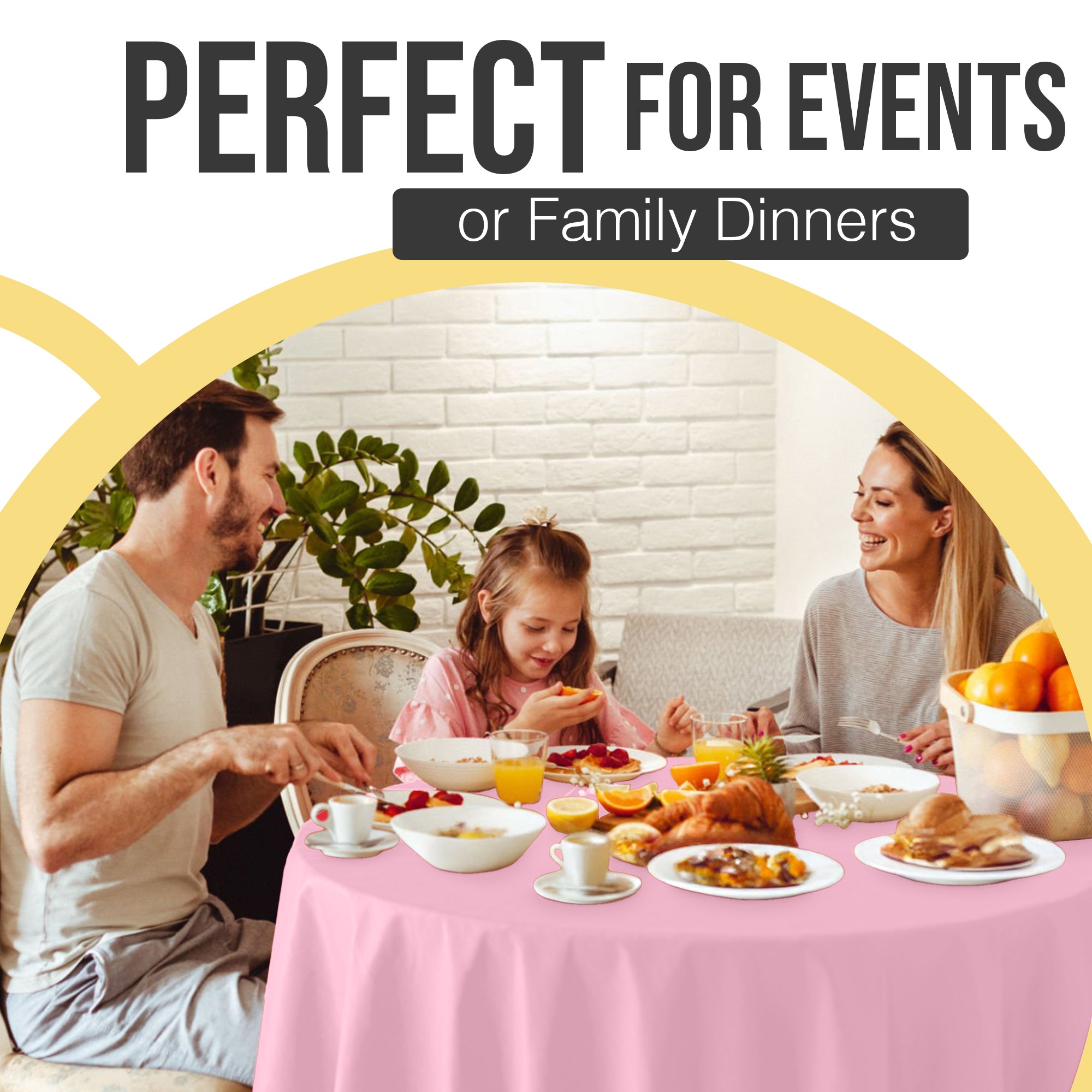 Premium Round Pink Plastic Table Covers | 12 Pack | 84 in.