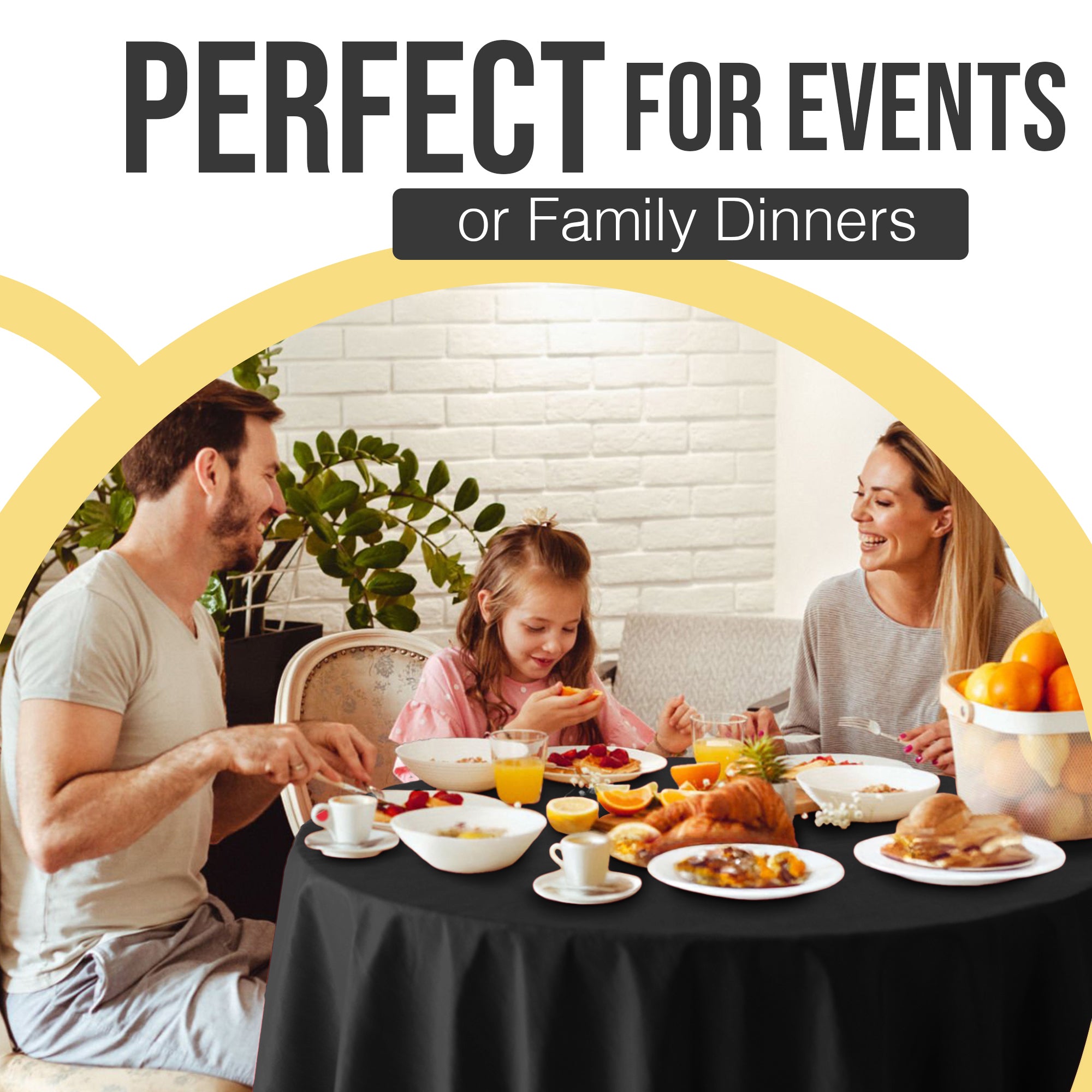 Premium Round Black Plastic Table Cover | 84 in.