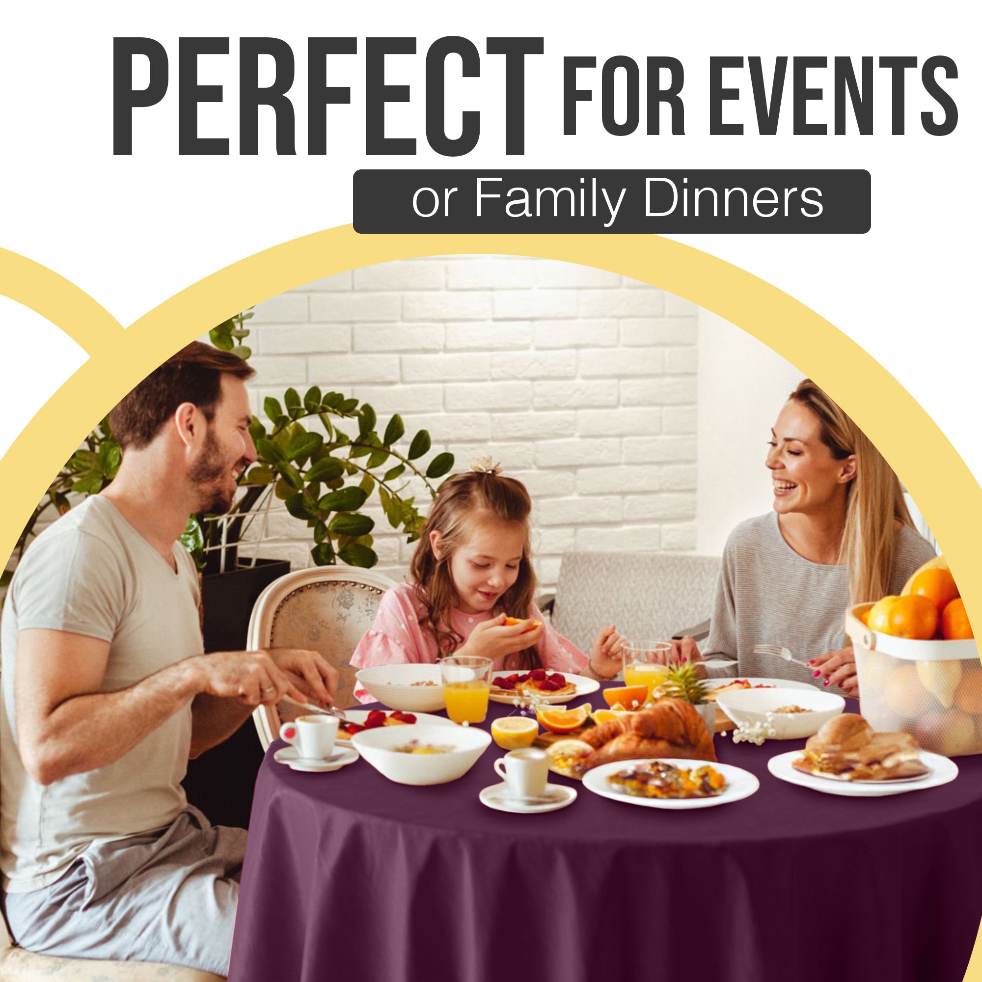 Premium Round Plum Plastic Table Covers | 12 Pack | 84 in.