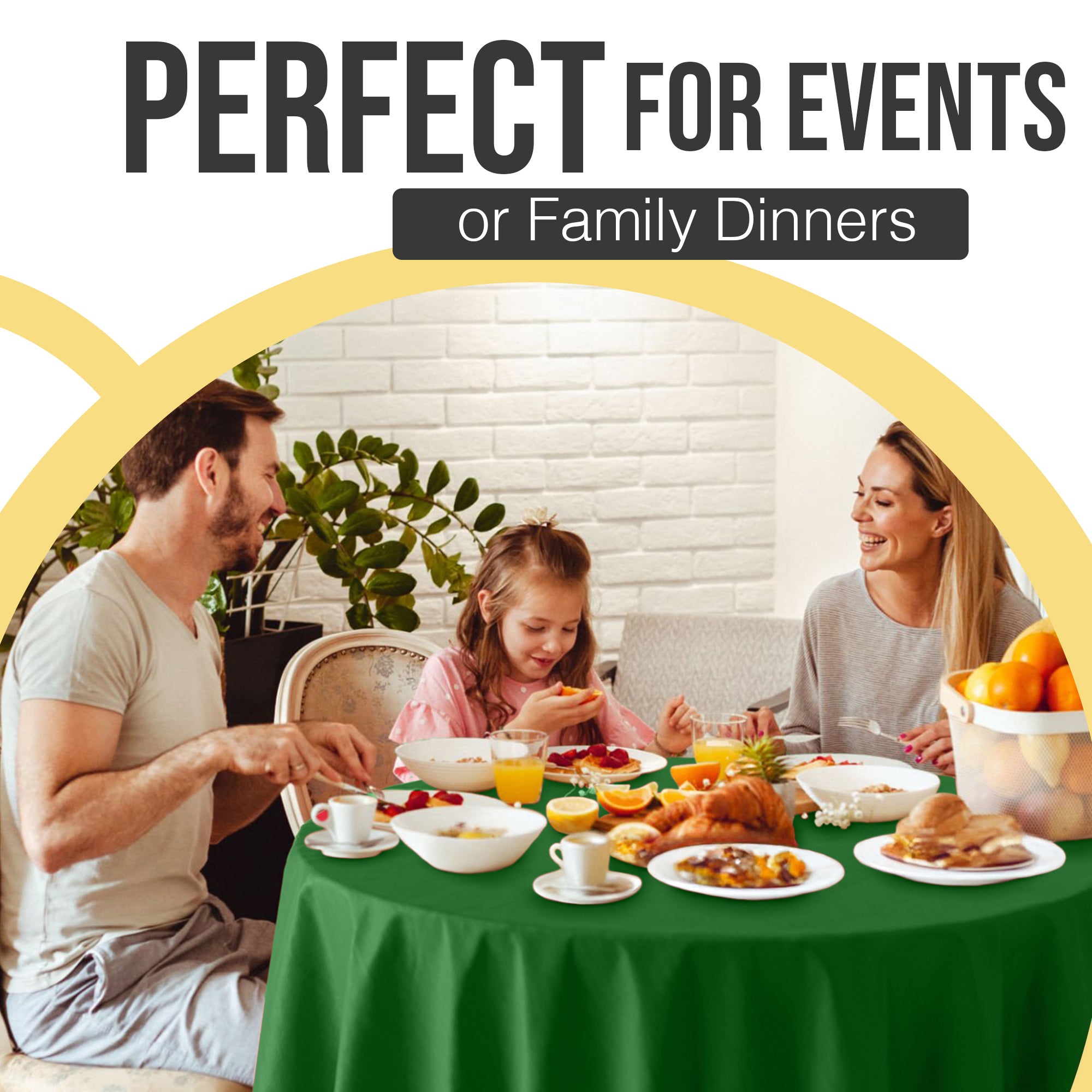 Premium Round Emerald Green Plastic Table Cover | 84 in.