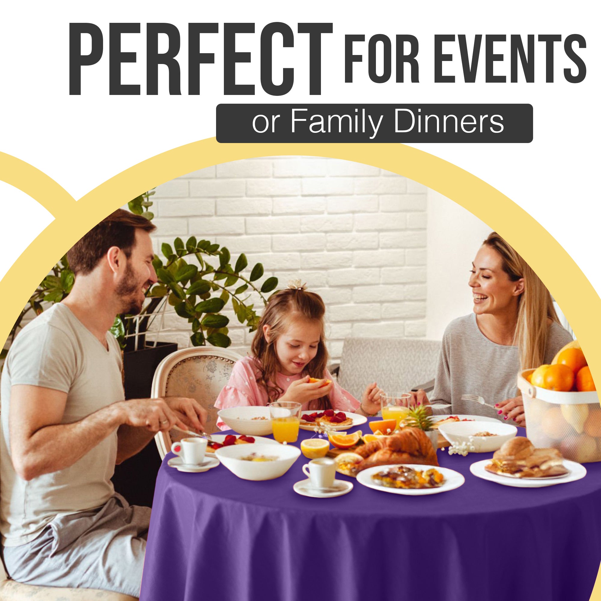 Premium Round Purple Plastic Table Cover | 84 in.