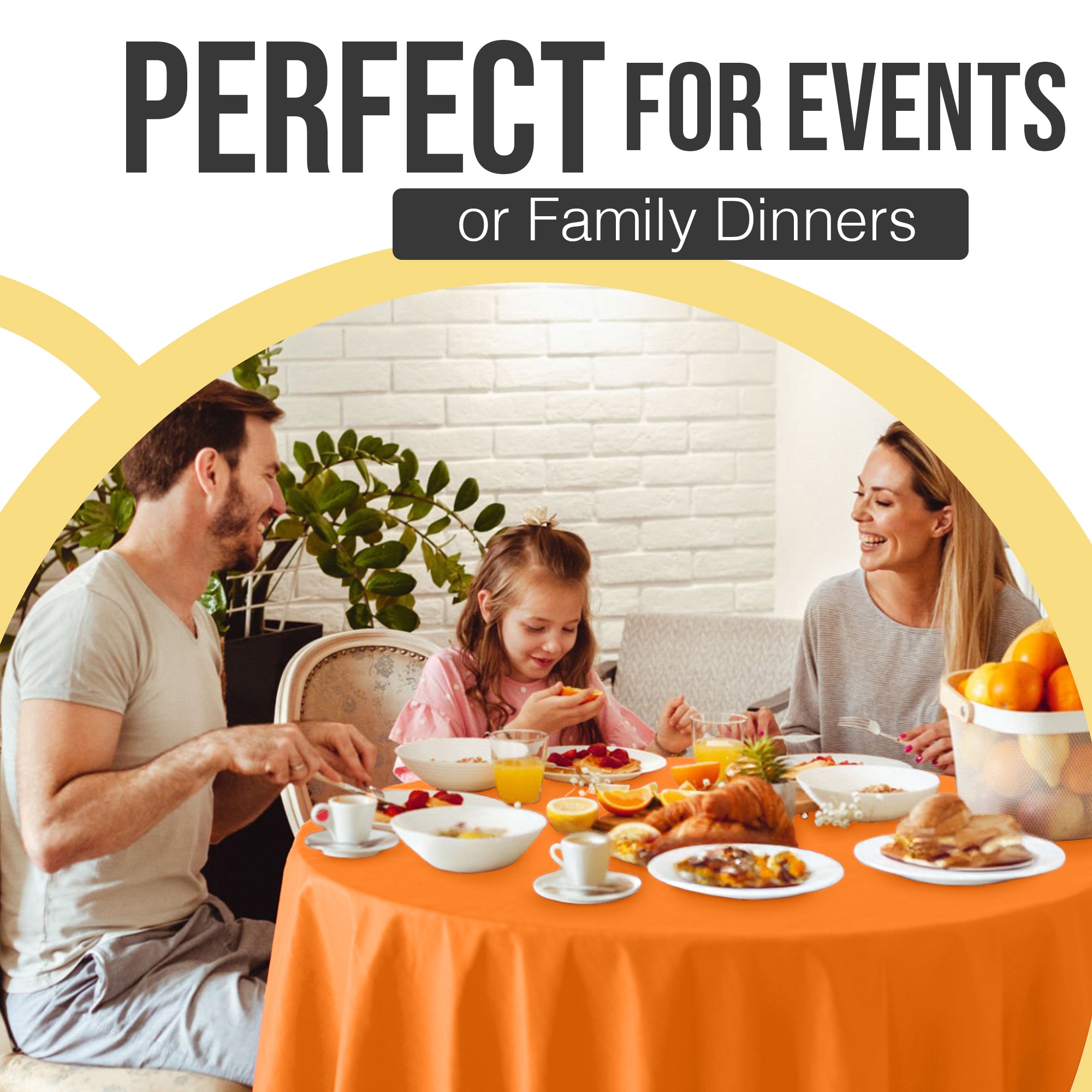 Premium Round Orange Plastic Table Covers | 12 Pack | 84 in.