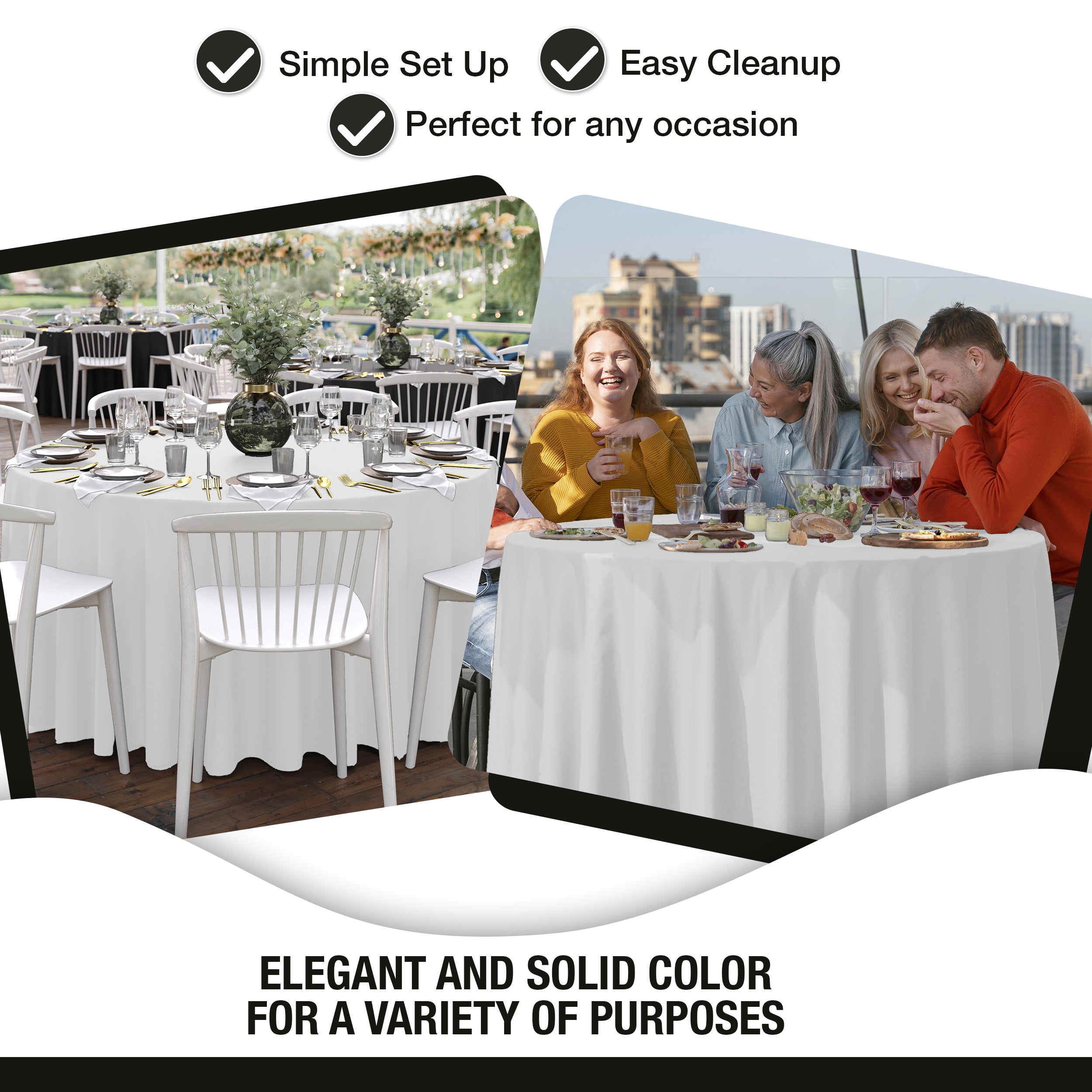 Premium 108" Round White Table Cover